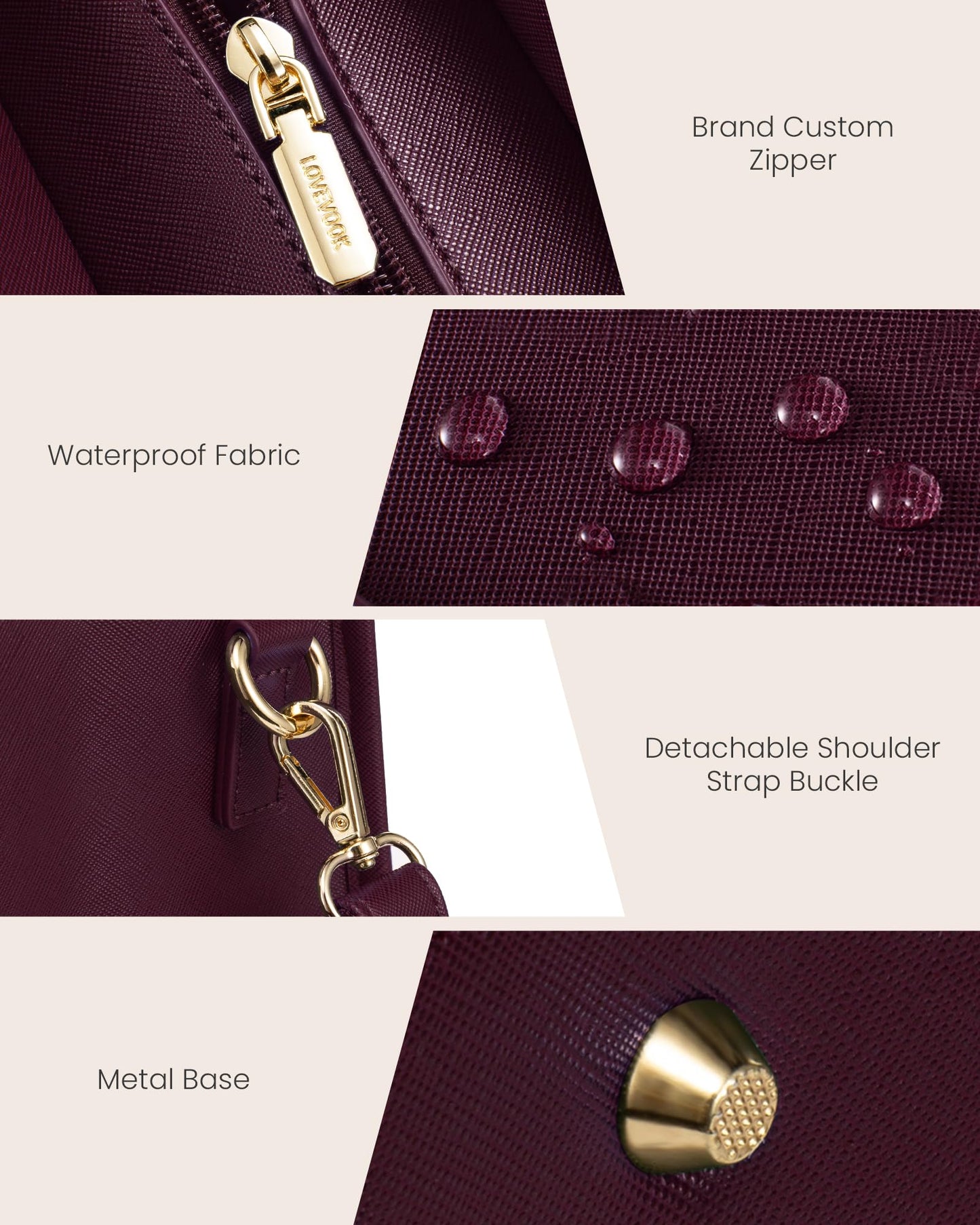 LOVEVOOK Laptop Bag for Women, 15.6'' Laptop Tote Purse 2-in-1 Professional Work Bag Business Briefcase with Clutch Purse, Waterproof Leather Computer Handbag for Teacher Office Travel
