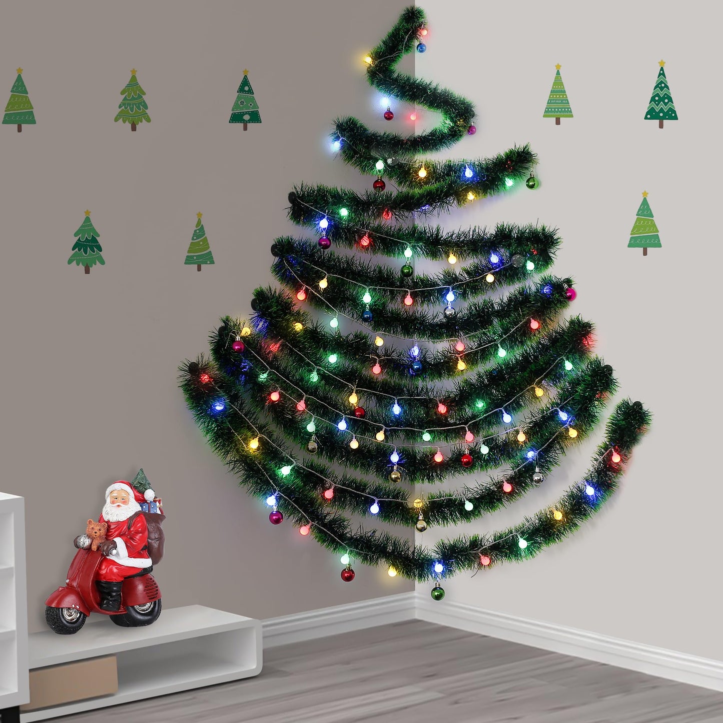 BRILLIHOOD DIY Wall Mounted Christmas Trees with LED RGB Light, Kids Toys Wall Hanging Christmas Tree, Space-Saving Christmas Decor Ideas for Small Space Home Holiday Decoration
