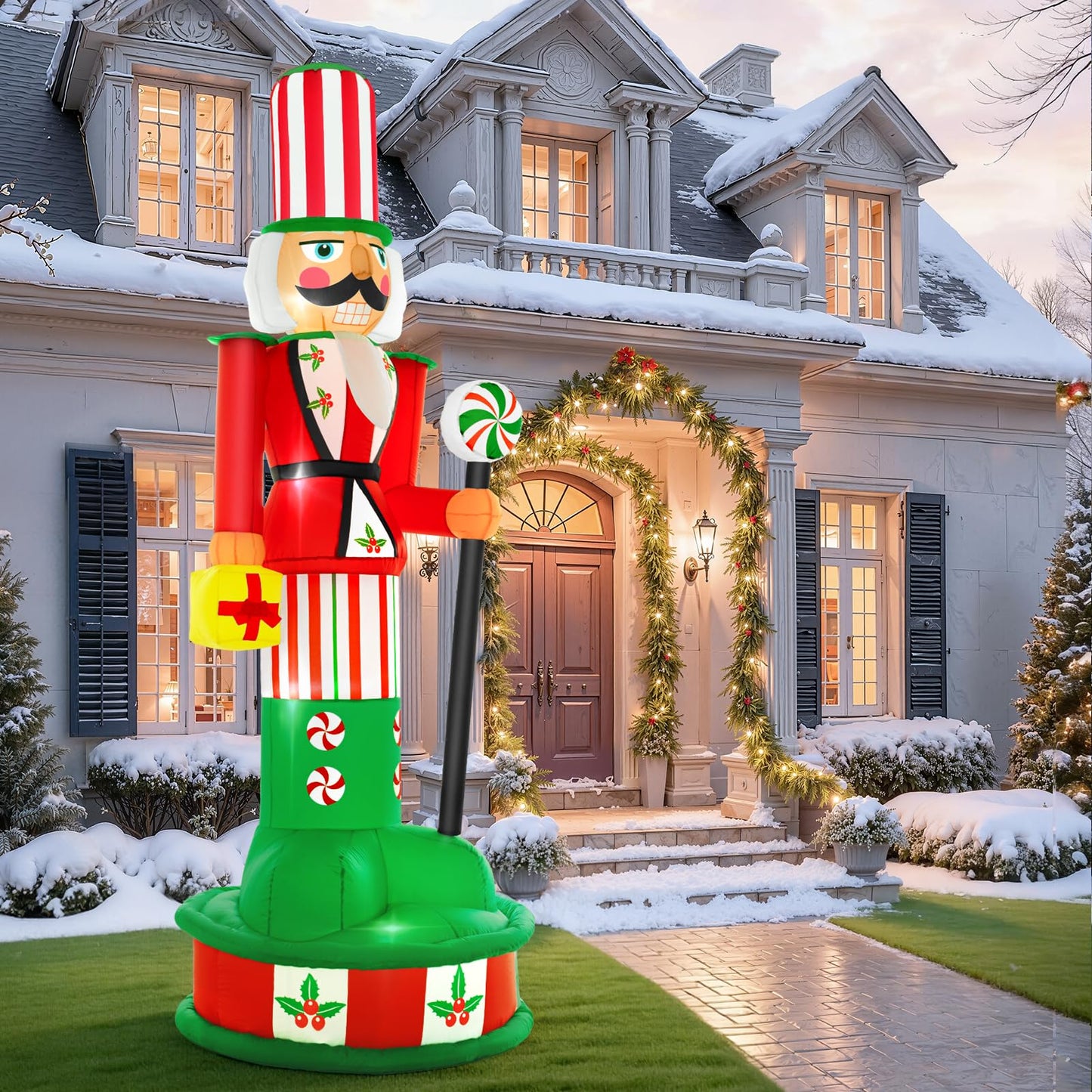 Spinosaurus 8FT Christmas Inflatable Outdoor Decoration Inflatable Nutcracker Blow Up Nutcracker Decor with Lights for Yard Lawn Garden