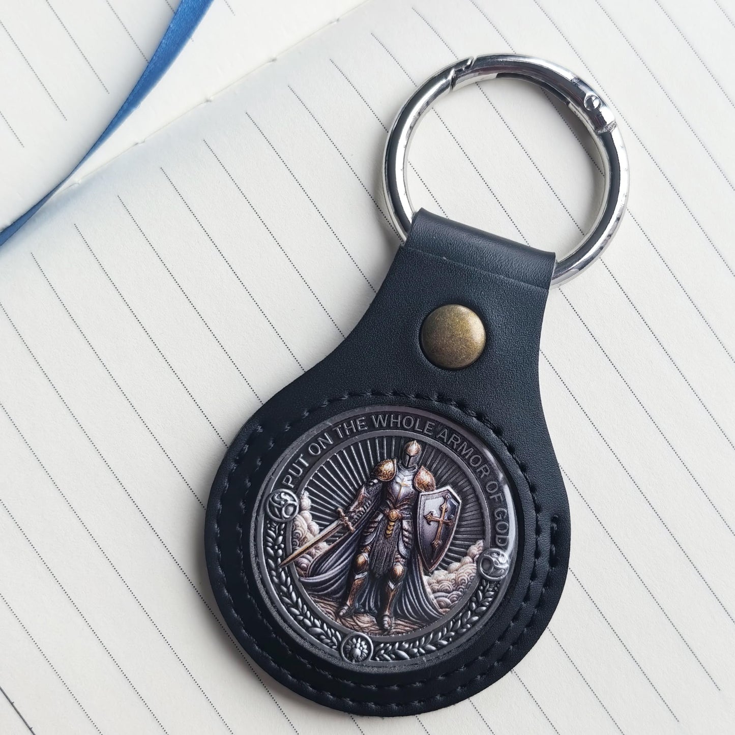 Strugglejewelry 2PCS Premium Leather Christian Challenge Coin Holder - Handmade Keychain for 1.60-Inch Coins - Displays Both Sides of Faith Tokens - Waterproof Scratch-Resistant PVC