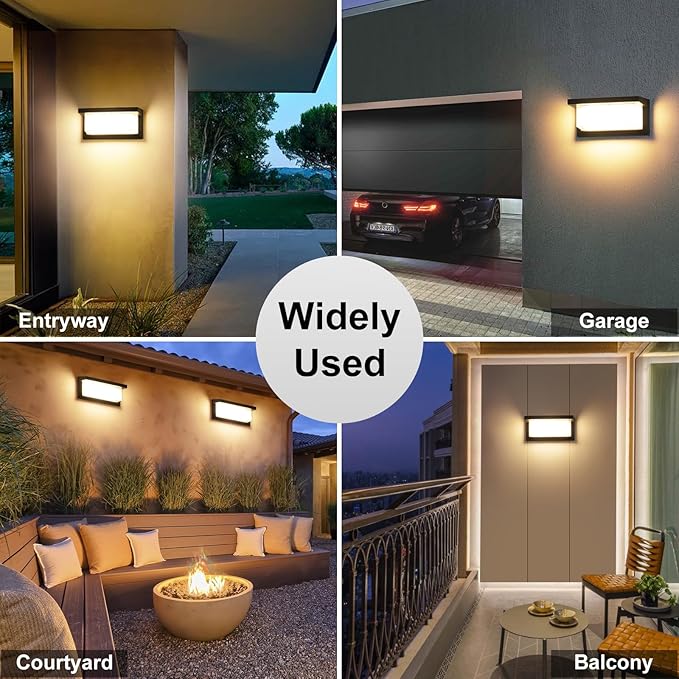 LED Porch Light 18W 3000K Warm White Halloween/Christmas Modern Wall Lighting Outdoor 1800LM Anti-Rust Exterior Light Fixtures Wall Mount IP65 Waterproof for Garage Hallway Backyard 2 Pack