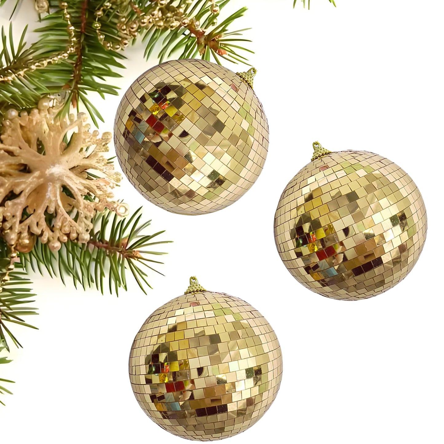 ZHANYIGY 4Pcs Christmas Balls Ornaments for Xmas Tree - Shatterproof Christmas Ball Xmas Tree Decorations Hanging Ball Gold PET 4in x 4 Pack