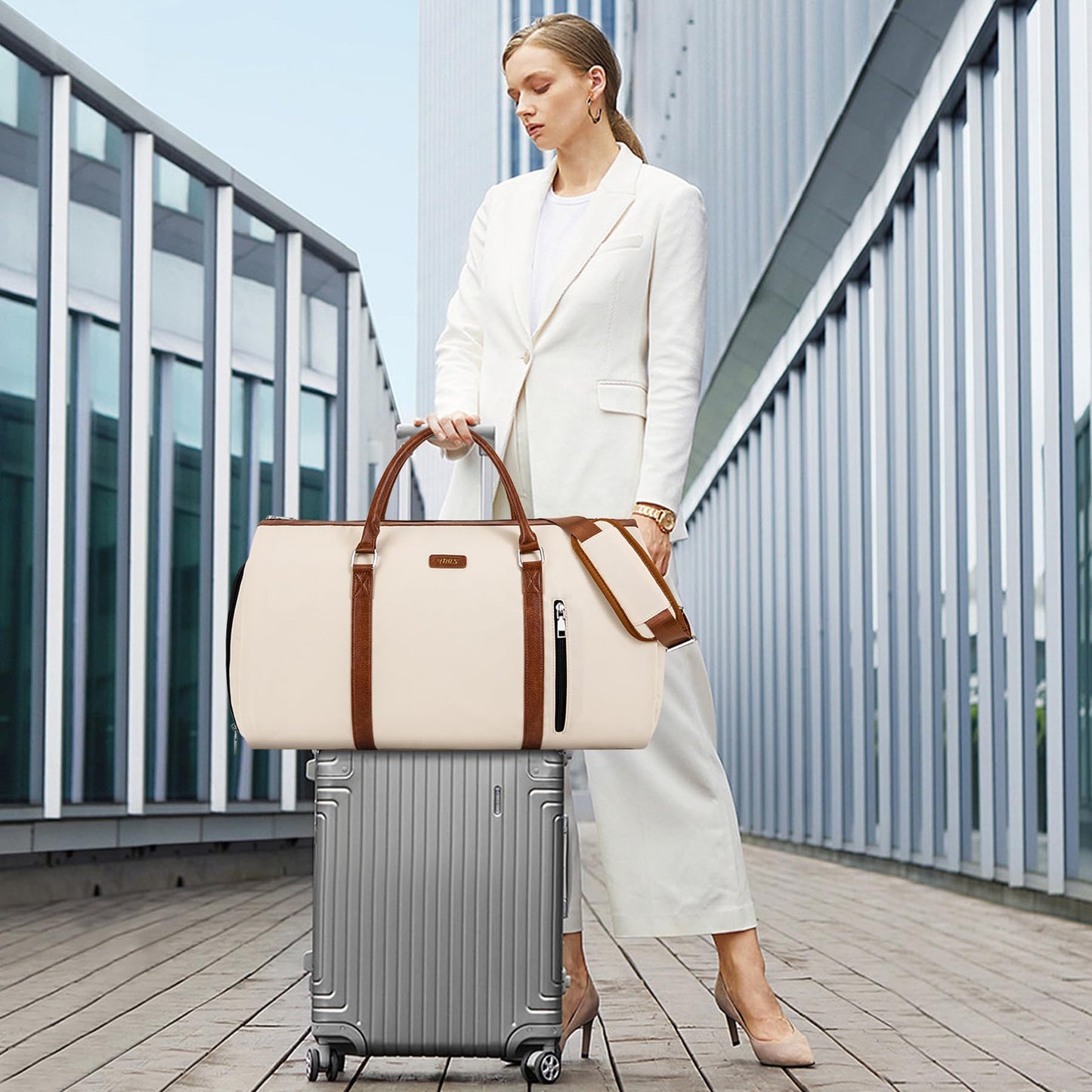 Convertible 2-in-1 Garment Bags for Travel, 50L Carry On Garment Duffle Bag With Shoe Compartment Large Weekender Bag for Women Men Hanging Suitcase Suit Travel Duffel Overnight Bags