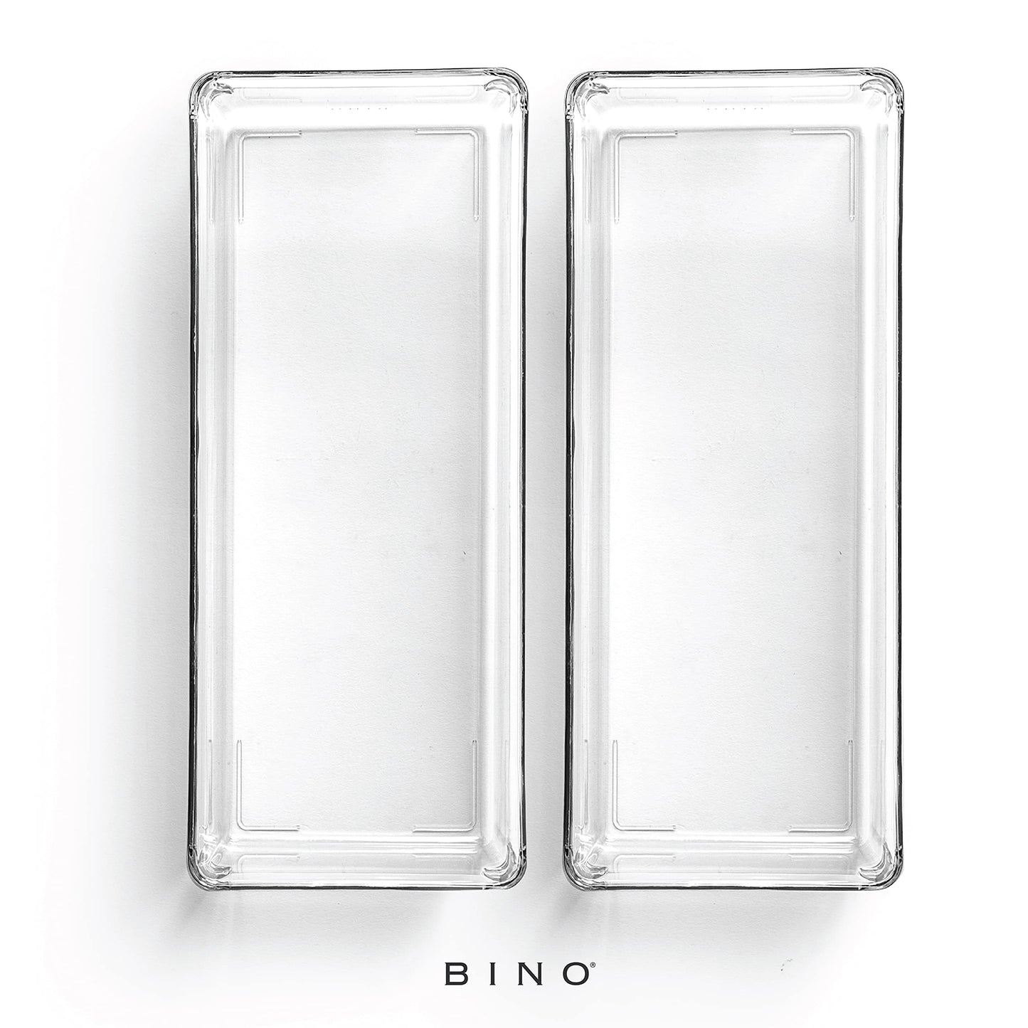 BINO | Oblong Plastic Drawer Organizer Bin, 2-Pack | THE ARTISAN COLLECTION | Multi-Purpose | Durable | BPA-Free | Desk, Vanity, Bathroom & Makeup Drawer Organizer