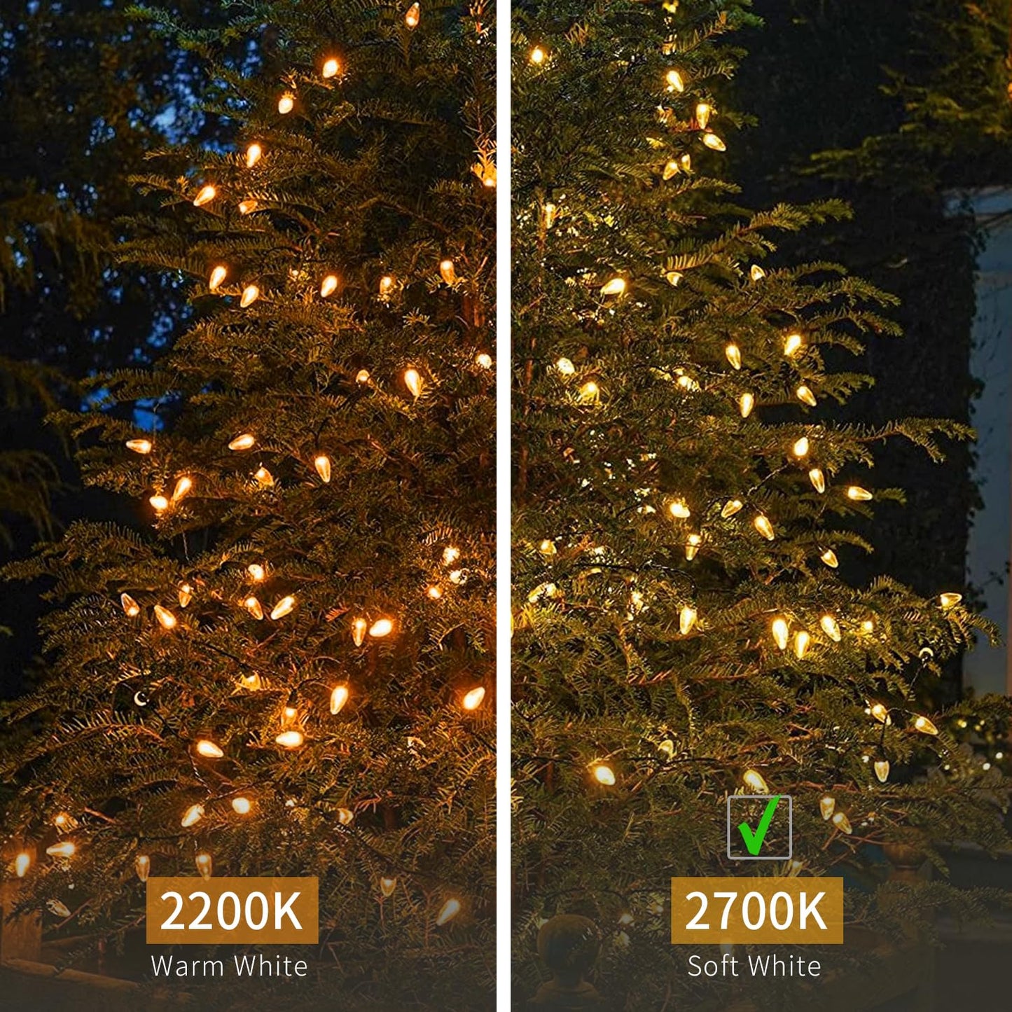 EMYMLITE C9 LED Christmas Light Bulbs, Shatterproof & Waterproof C9 LED Replacement Bulbs, 2700K Warm White Holiday Decor for Indoor & Outdoor Use, E17 Base (Warm White 50Pack)