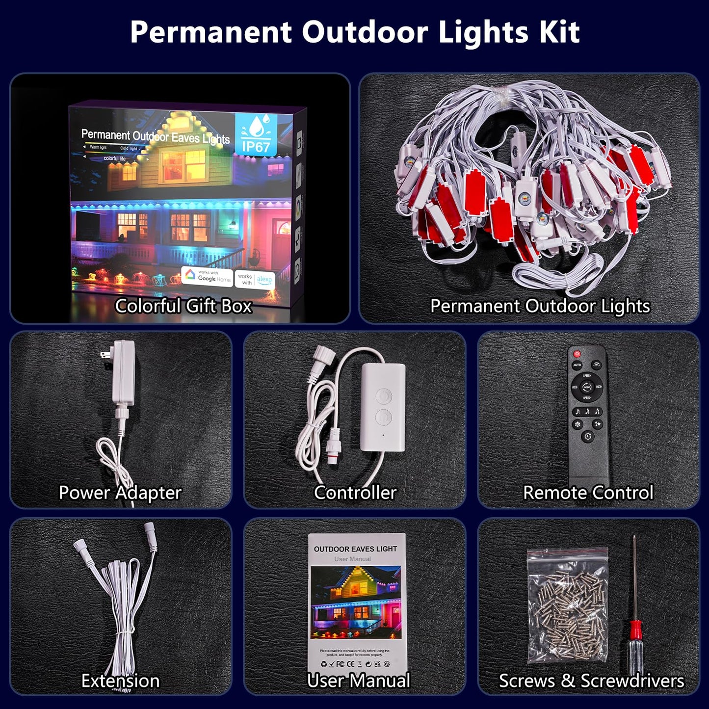 YOUBST Permanent Outdoor Lights for House: 100FT 60LED Smart RGB Eave Light for Christmas Decor, Warm/Cool Lighting for Daily Decorations,IP67 Waterproof,Compatible with Alexa Google Assistant