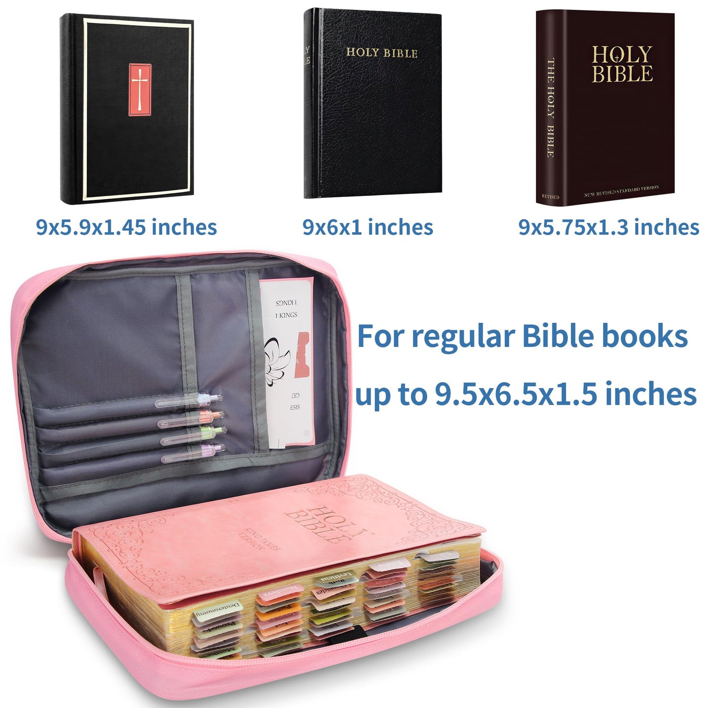 Bible Cover for Women, Bible Holder, Bible Study Supplies Accessories Bible Cover Carrier Carrying Organizer Bag, Zipper and Pockets for Standard Size Bible, Gift for Women(pinksuit)