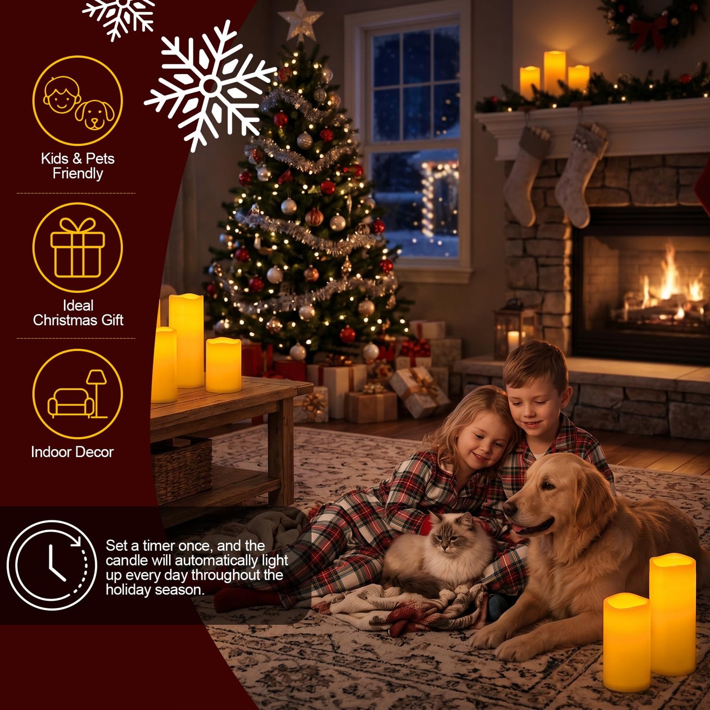 5plots 4"×10" Large Outdoor Waterproof Flameless Candles Ivory White with Timer & Remote, Battery Operated LED Flickering Pillar Candles for Patio Porch Halloween Christmas Lantern, Set of 2
