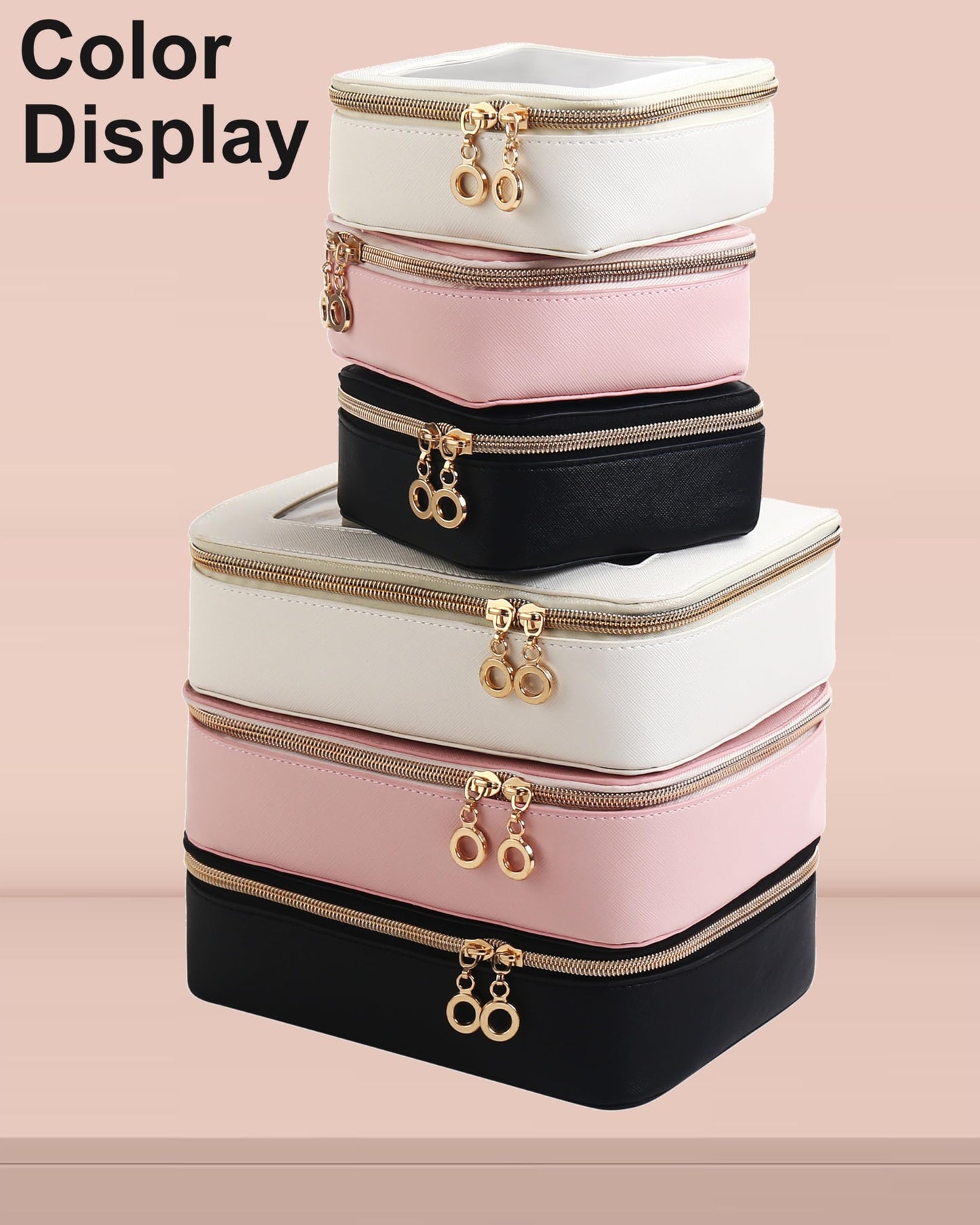 JRQCSJY Leather Clear Makeup Bags Set - Travel Clear Cosmetic Bag Case with Zipper, Transparent TSA Approved Toiletry Bags for Travel Essentials Car Accessories for Women (White, S+M)