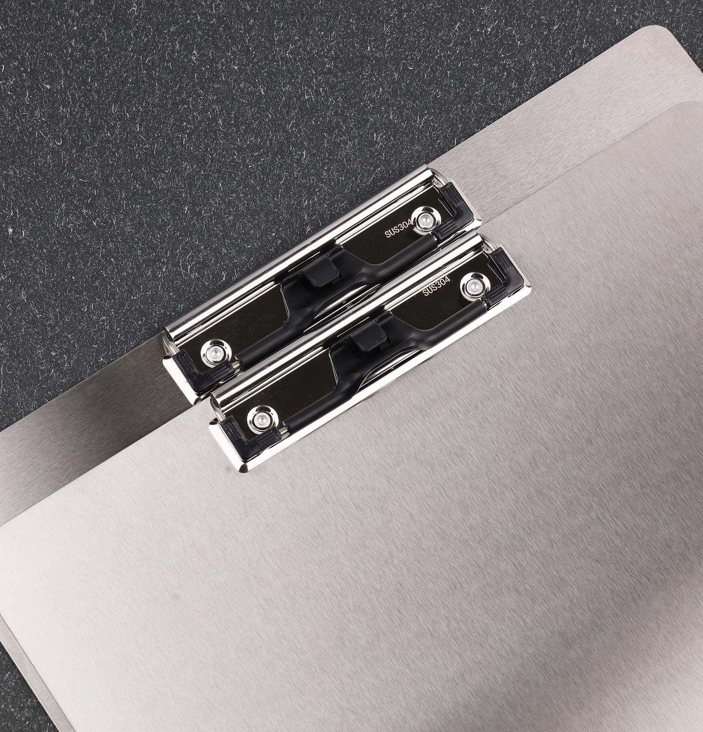 Foldable Stainless Steel Clipboard with Shoulder Strap - Adjustable Size, Portable & Durable for Work, School, Field (A4 to A5)