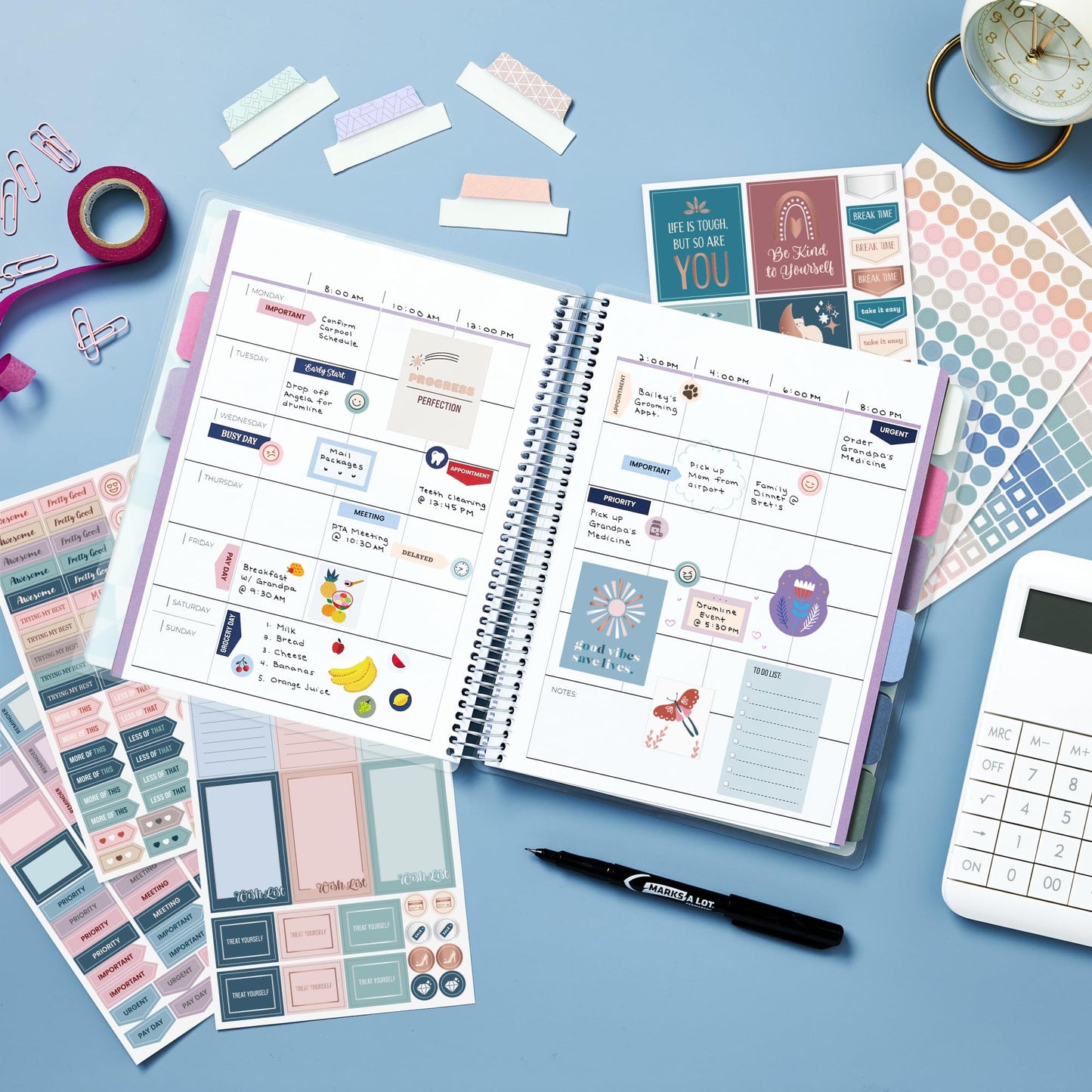 Avery Productivity Planner Sticker Pack, Calendar, Bullet Journaling, and Productivity, Great for to-Dos, Meetings, Budget, and More, 15 Sheets, 1,094 Planner Stickers (6777)