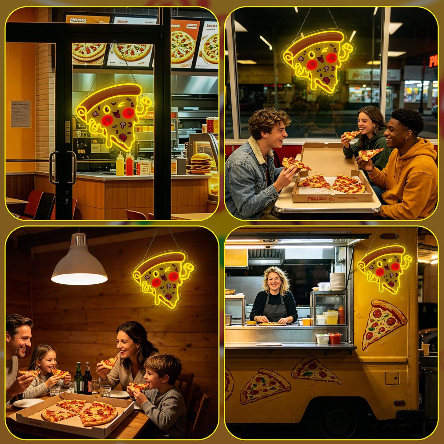 Pizza Neon Sign for Wall Decor, Dimmable Delicious Mr. Pizza LED Neon Light Sign, USB Powered Fast Food Business Signs for Shop, Home, Man Cave, Bar Party Decoration, Christmas Birthday Gifts