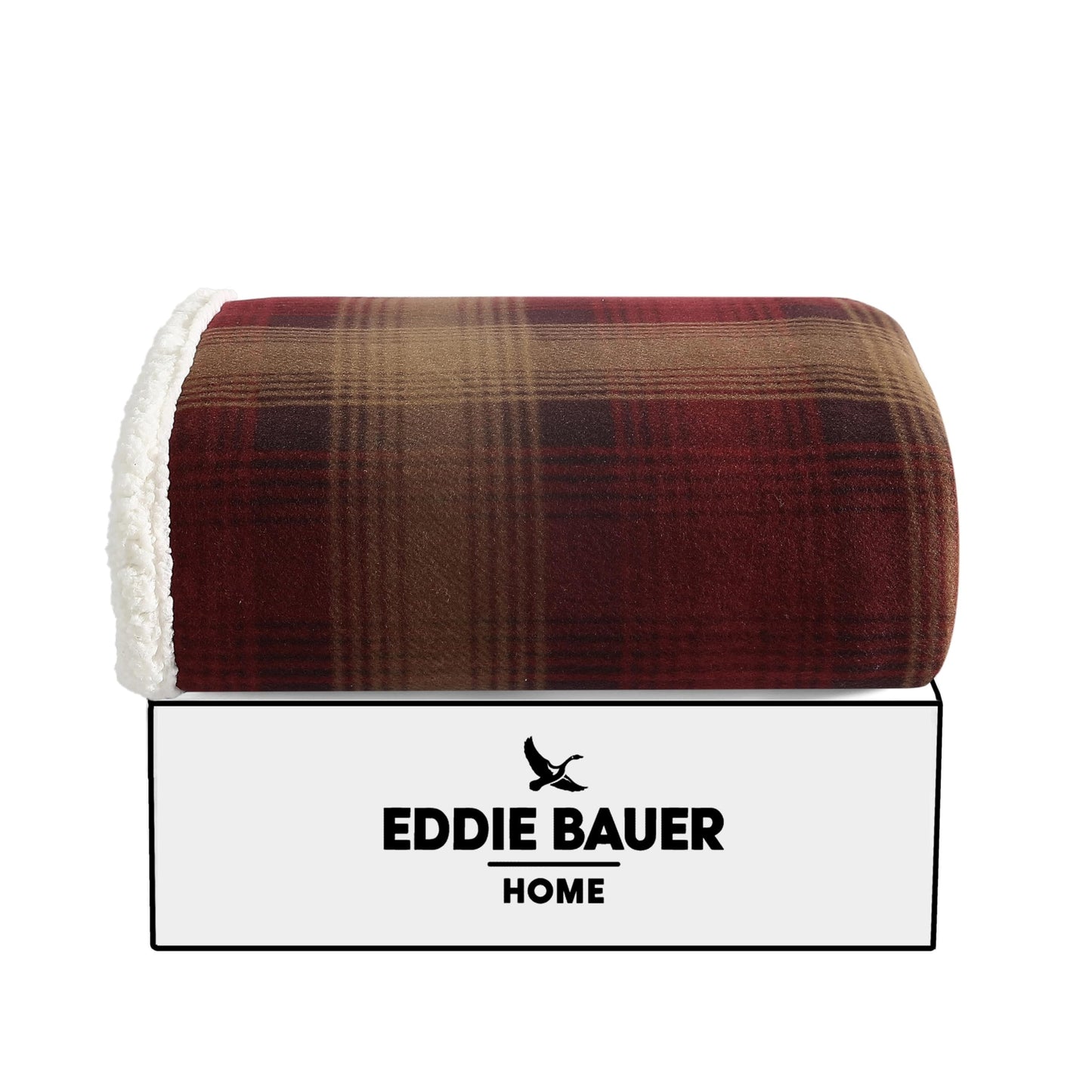 Eddie Bauer - Blanket, Super Soft Reversible Sherpa & Brushed Fleece Bedding, Ideal Throw Blankets for Couch, Plaid Home Design (Nordic Raisin)