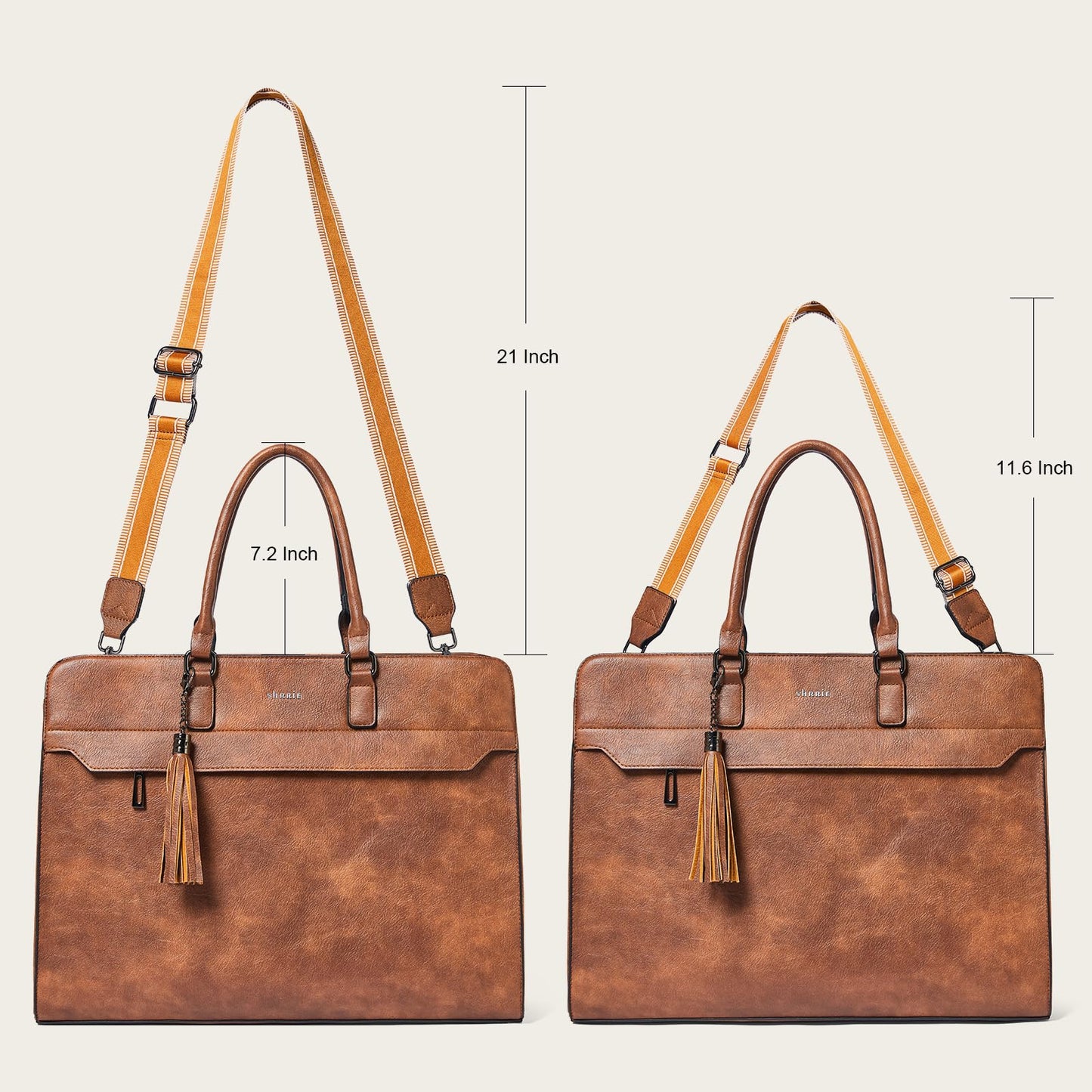 Shrrie 17 inch Laptop Bag for Women,Water-Resistant Work Bag LaptopTote Bag,Professional Business Tote for Office,Travel,College-Fits 15.6 Laptop&Tablet,Briefcase with Satchel Purse,Two-toned Brown