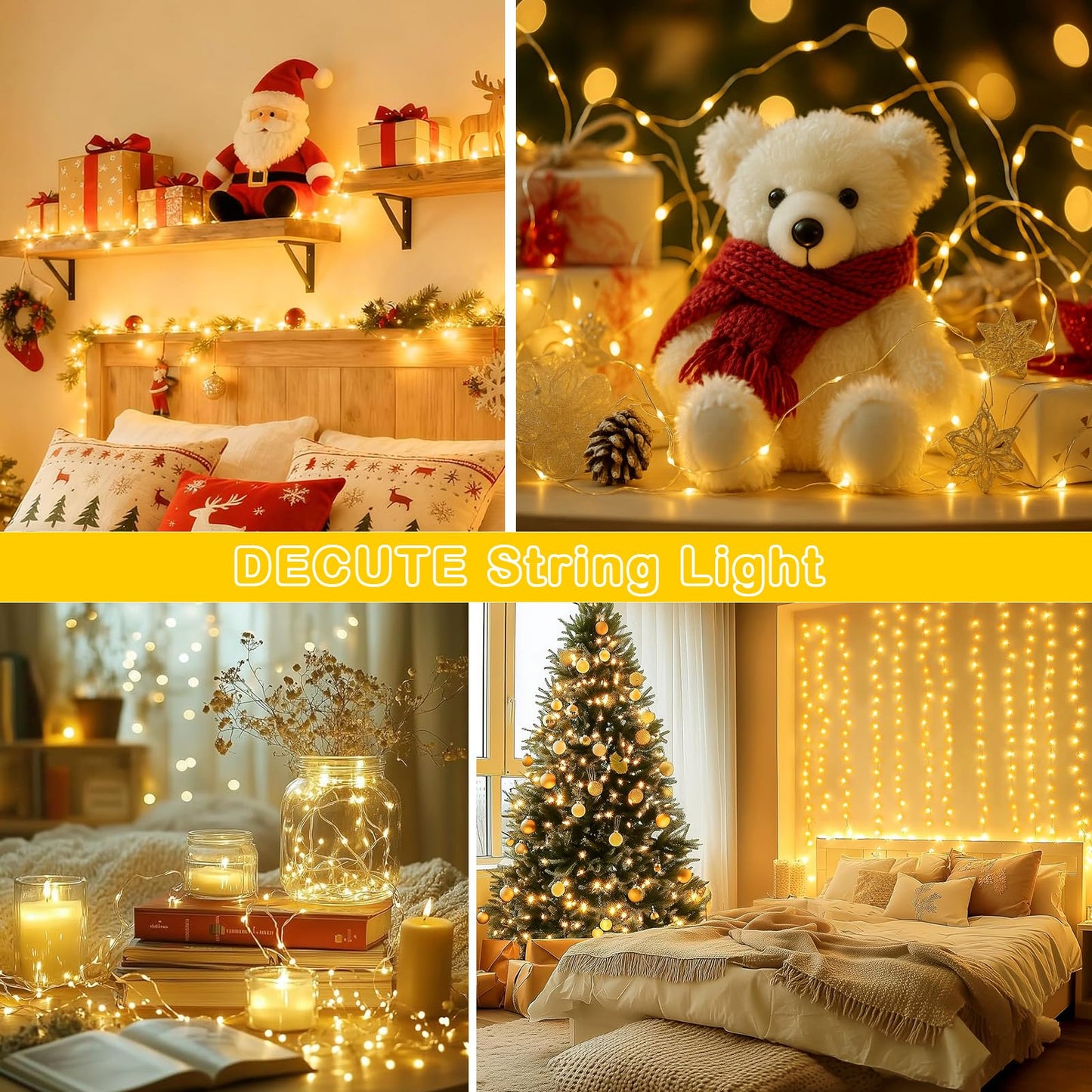 500LED Fairy Lights Twinkle String Light Plug in, 164ft Bendable Silver Copper Wire Firefly Lights, 12Modes with Timer Remote, Warm White Decor for Indoor Outdoor Room Wedding Party Christmas