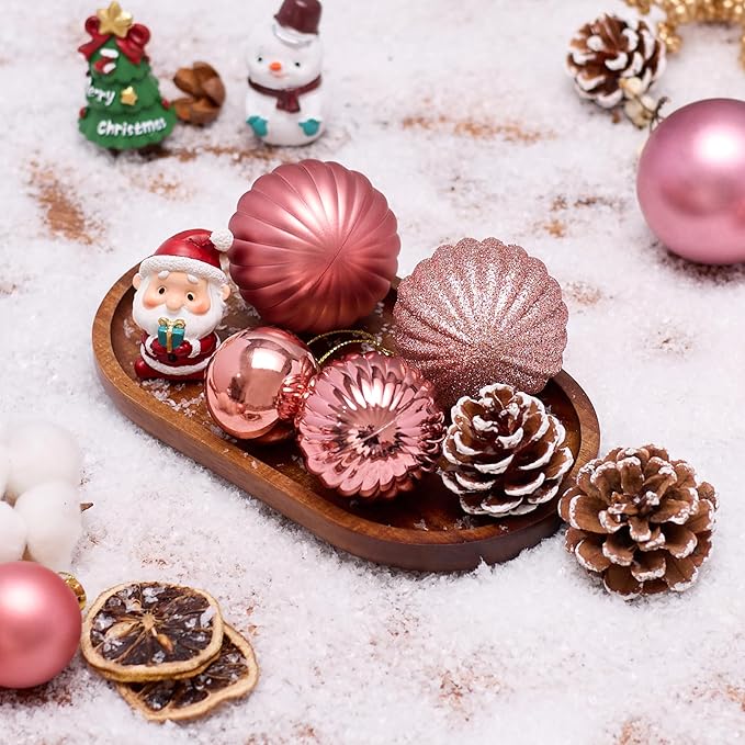 50ct Christmas Balls Ornaments for Xmas Tree, Pink Shatterproof Christmas Tree Decorations Hanging Ball for Holiday Party Decor(1.57"-2.36")