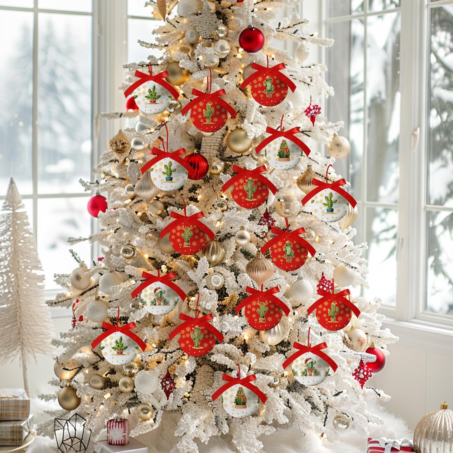 Cactus Christmas Decor - Cactus Ornament Tree Decorations Hanging Balls, Christmas Cactus Decorations Ball 2.36 Inch for Xmas Tree Party Home Holiday,Xmas Gifts Set of 16Pcs