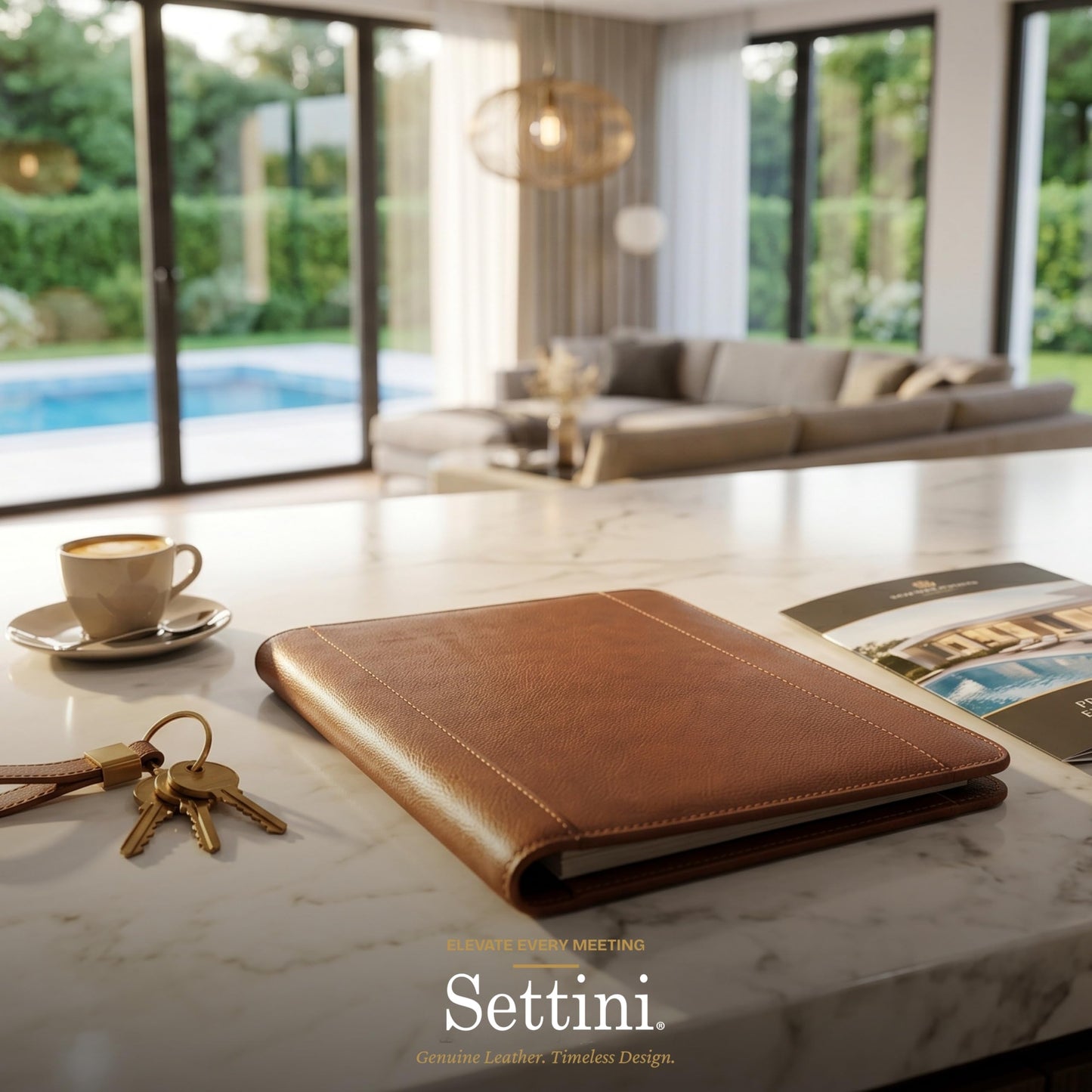 SETTINI Genuine Leather Portfolio Professional Organizer Padfolio – Resume Folder – Stylish Document Folio with Business Card Holder – Gift Portfolio for Men & Women - Fathers Day Gifts