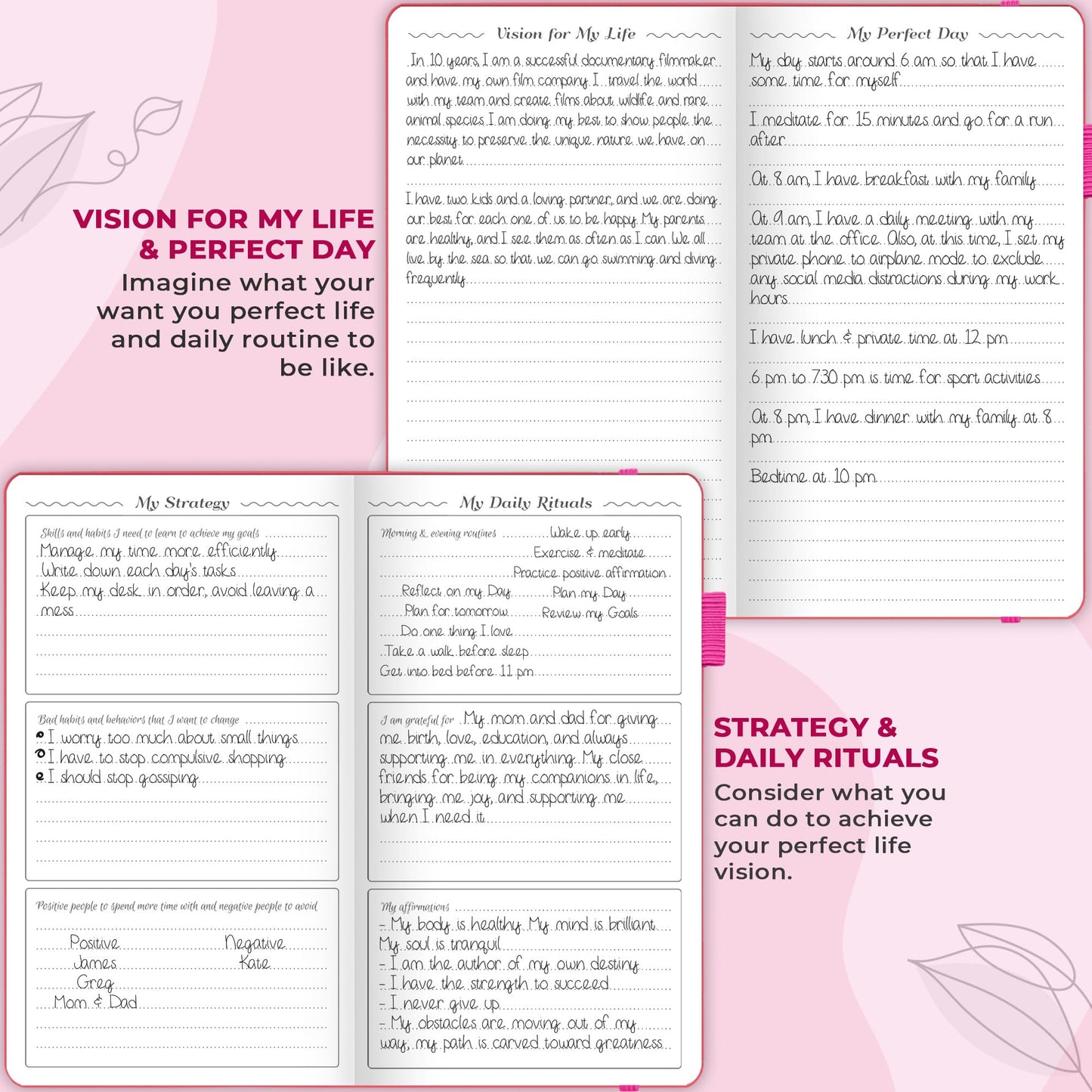 GoGirl Planner and Organizer for Women – Pocket Weekly Planner, Goals Journal & Agenda for Time Management & Productivity. Undated (Hot Pink)