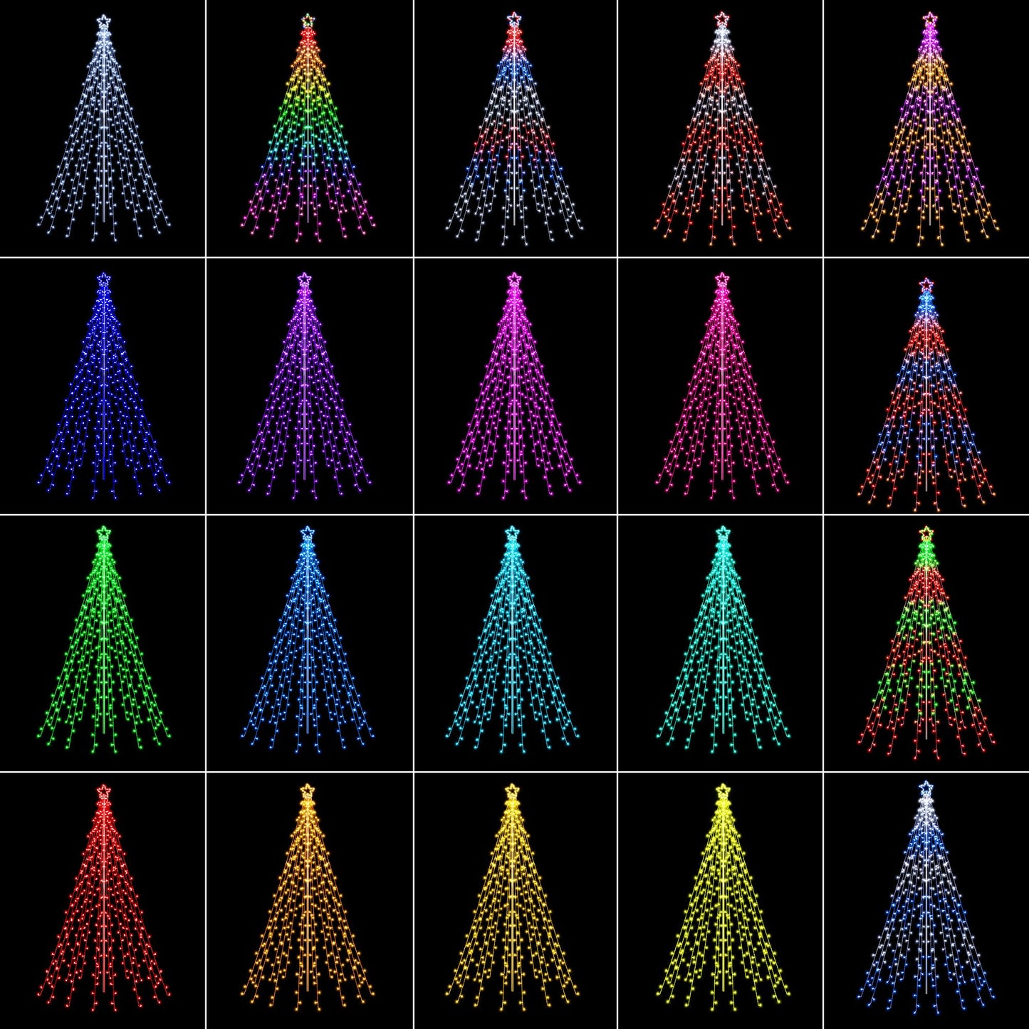 Flacchi Outdoor Star String Lights - Pole Set with Remote, Multiple Lighting Modes, Timer, and Waterproof Feature for Ultimate Holiday Decor (RGB, 10 FT/408LED)