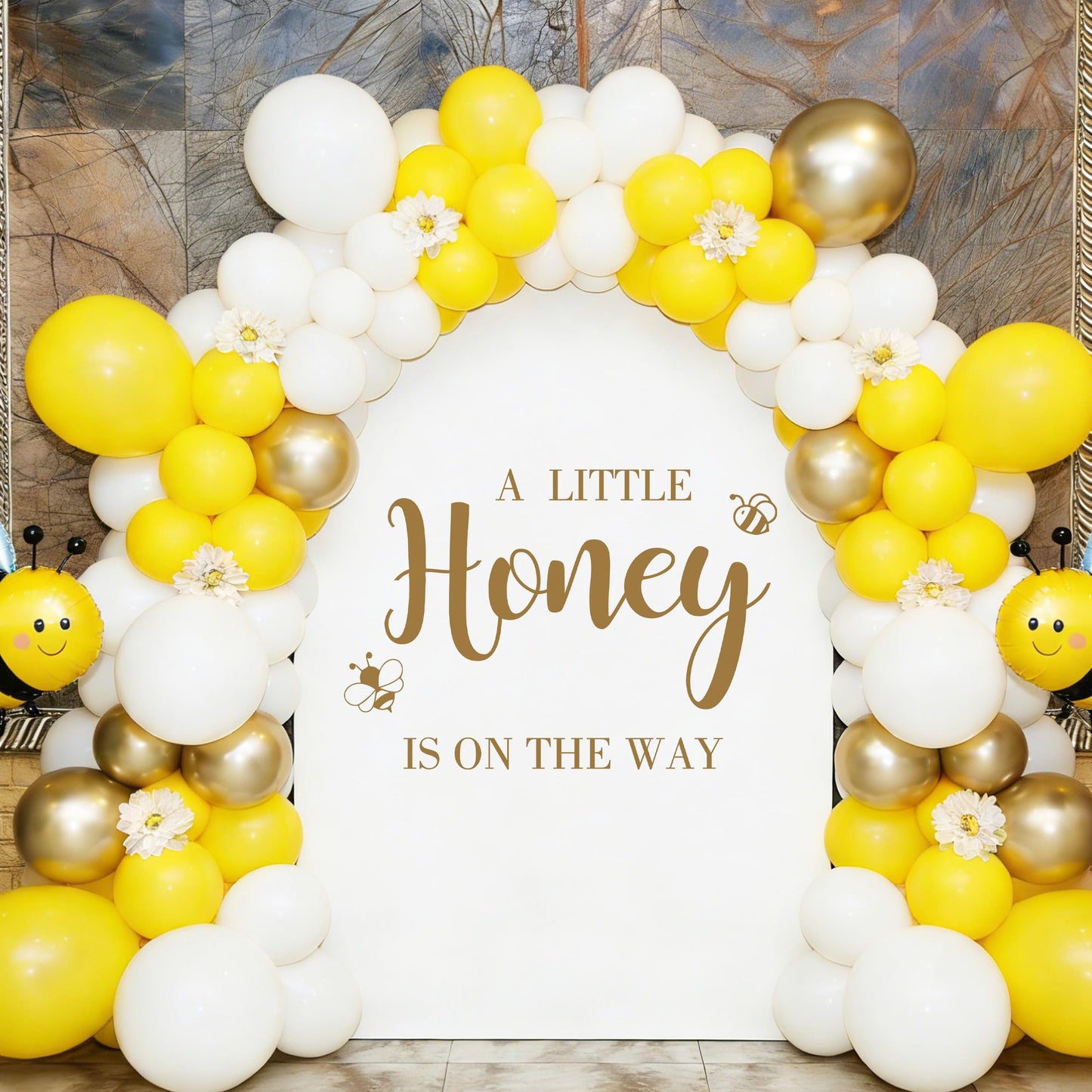 A Little Honey is on The Way Wall Decal,Bee Them Welcome Baby Shower Decor,Gender Reveal Balloon Arch Backdrop Wall Decor for Baby Party,boy and Girl Gender Reveal Backdrop Decor (Bee Them Decal)