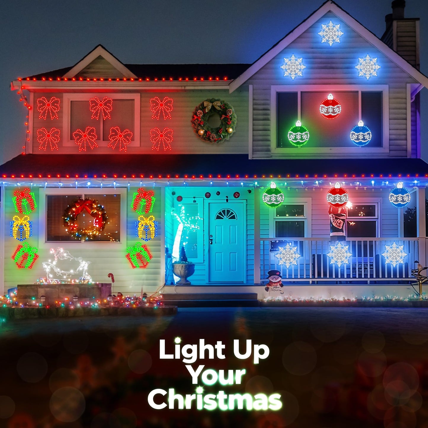 ElectricWise 3 Pack Hi Vibrant Twinkling LED Christmas Bow Decoration, 10'' Christmas Bow Window Lights, Waterproof Lighted Window Silhouette Lights for Holiday Wall Door Xmas Decor