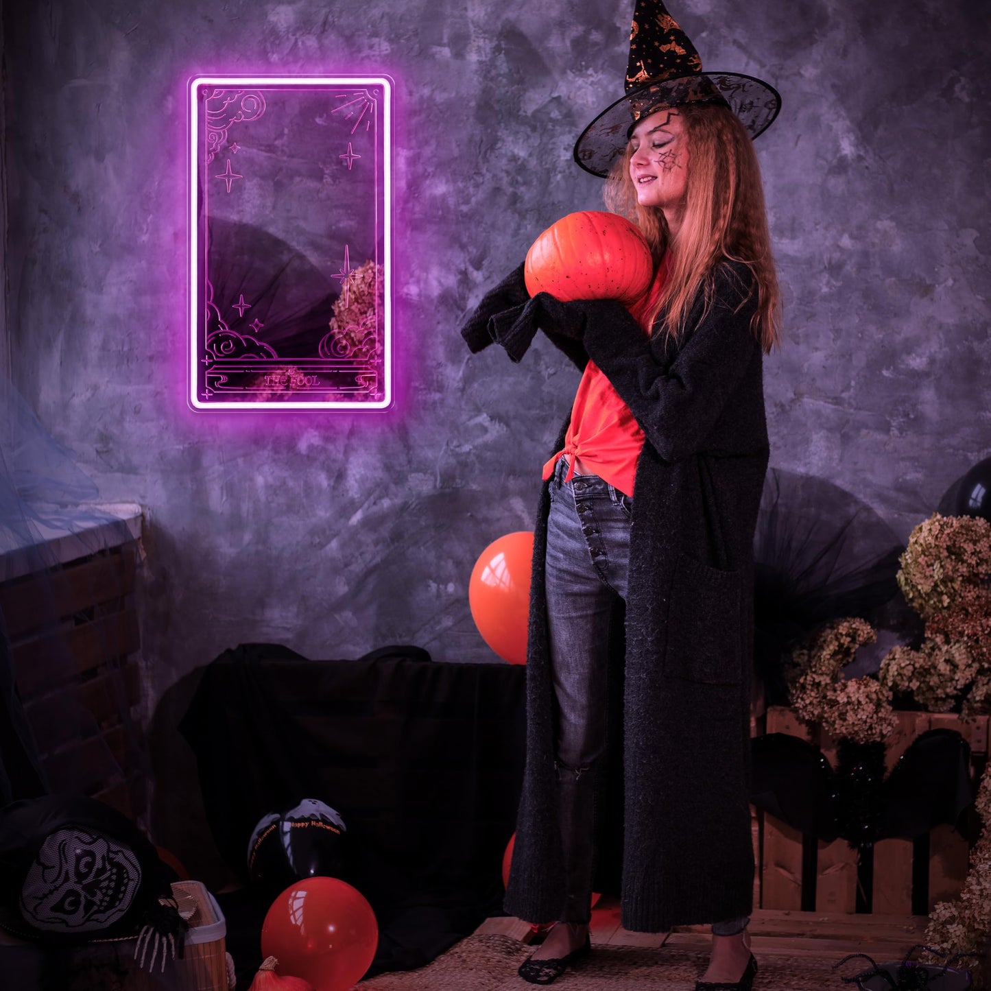 Kavaas Tarot Mirror Neon Sign - Pink Mystical LED Neon Light for Occult Room Wall Decor, Witchy Art Spiritual Room Decor, Best Gifts for Fortune Teller, Tarot Enthusiast