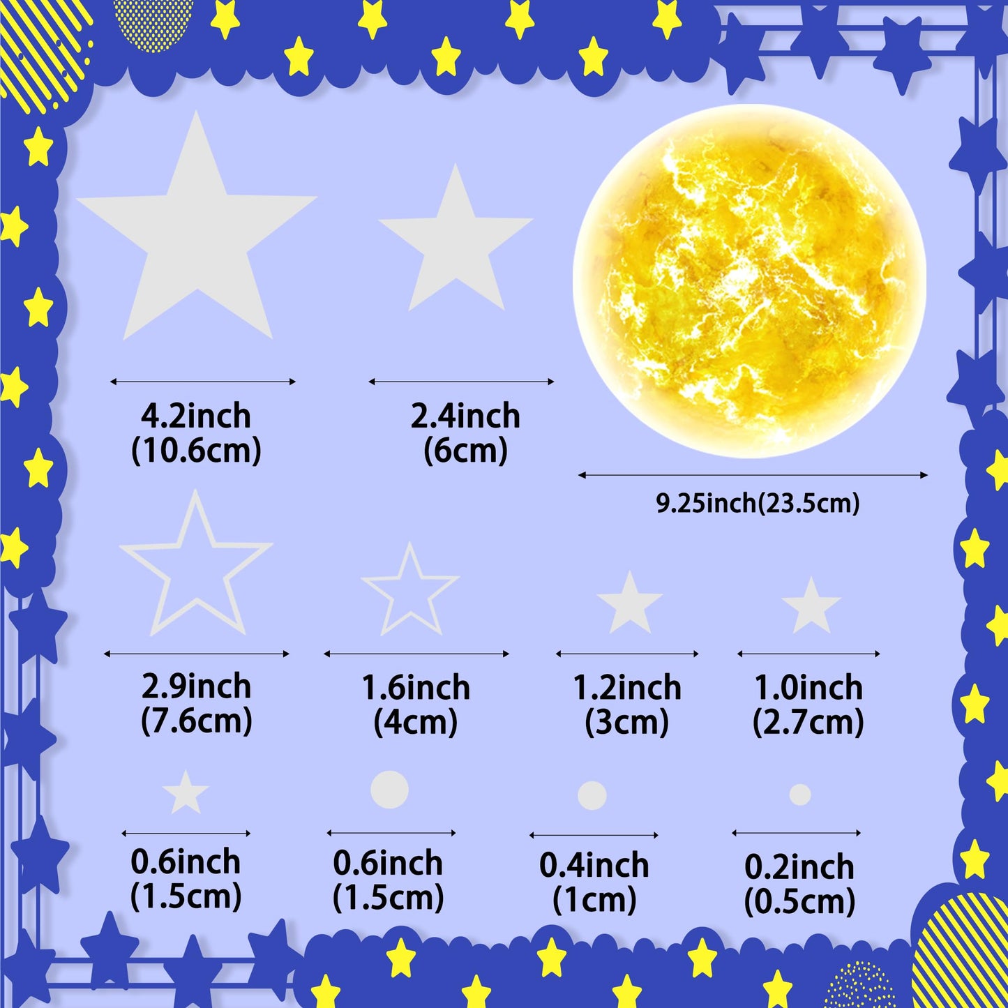 965 PCS Glow in The Dark Stars and Sun for Ceiling, Luminous Stars and Planet Wall Decals, Kids Room Decor, Glowing Galaxy Wall Stickers for Nursery Decorations (Blue)