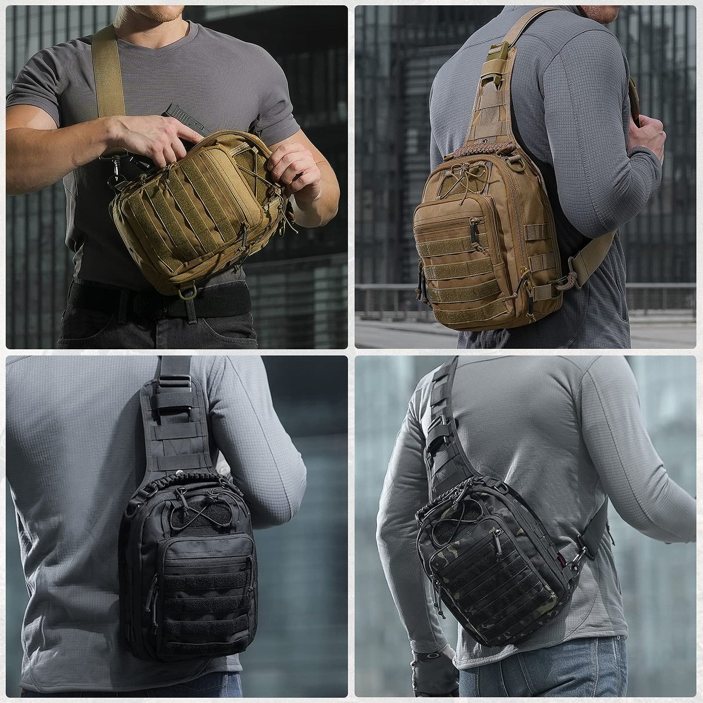 ANTARCTICA Tactical Sling Pack Military Shoulder Bag Molle Assault Range Bag Backpack 1050D
