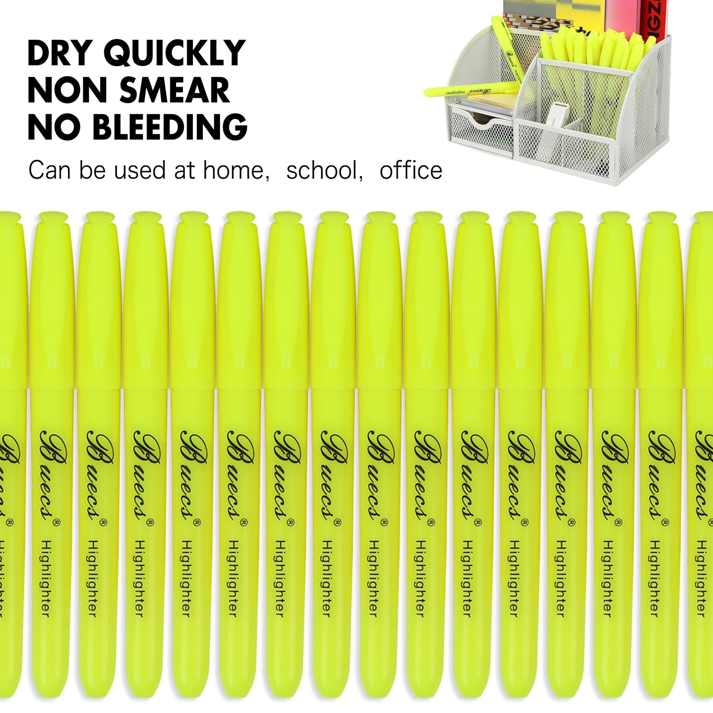 Buecs Highlighters Bulk Pack, 108 Count, Chisel Tip,Fluorescent Yellow, suitable for Adults Highlighting Planner Notes, Office School Supplies