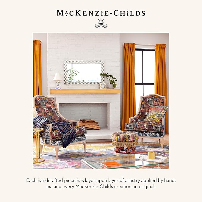 MACKENZIE-CHILDS Candlestick Lamp, Decorative Lamp for Living Room or Bedroom, Blue-and-White Royal Check