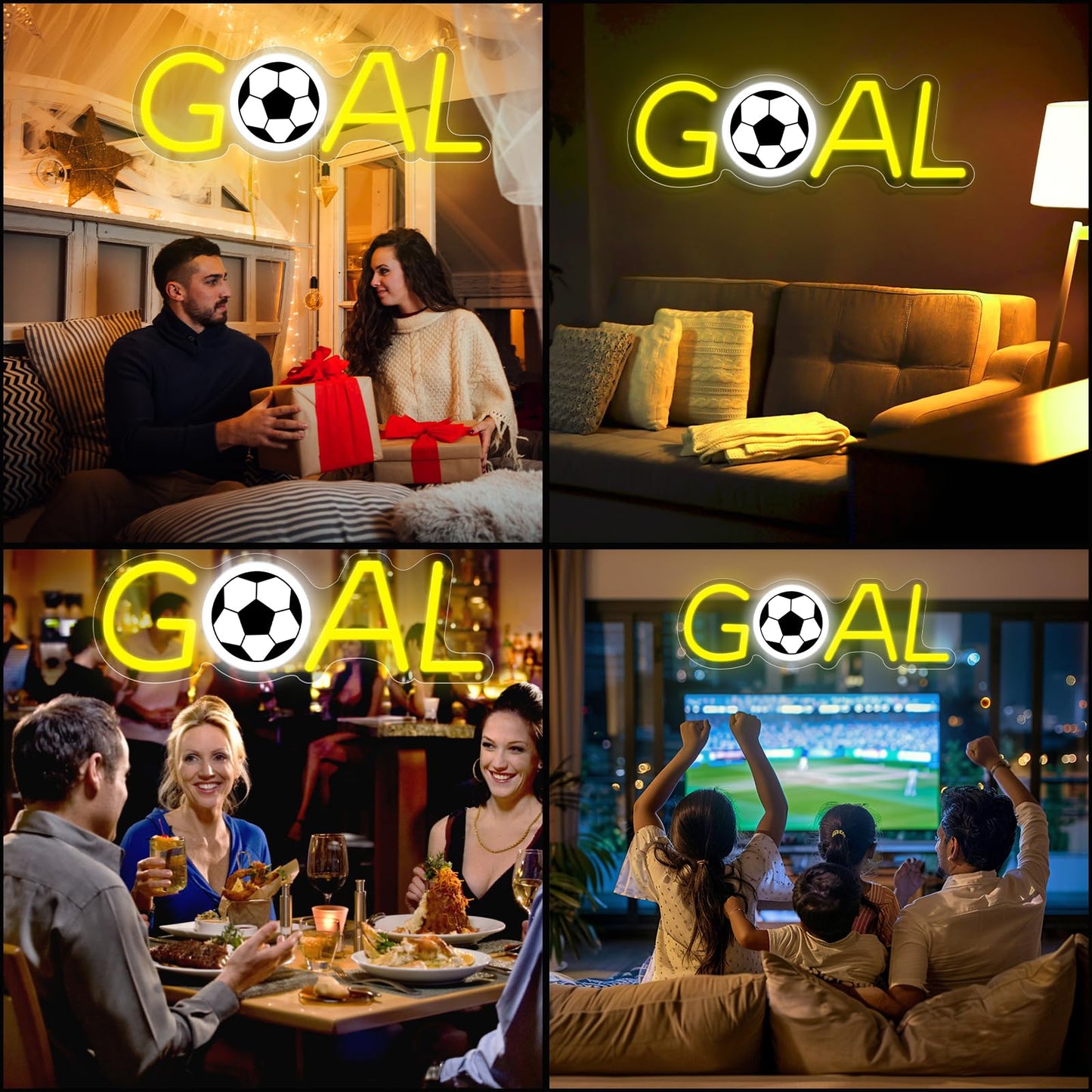 Soccer Neon Sign, Goal Neon Light for Wall Decor, Powered by USB Sport Theme Light Up Sign for Boys Girls Kids Game Room Bedroom Club Decor Kids Gifts