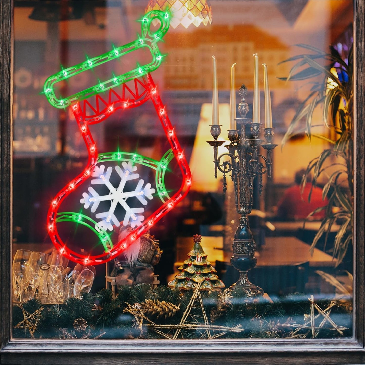 Pytopkto 16" Christmas Window Silhouette Lights Decorations