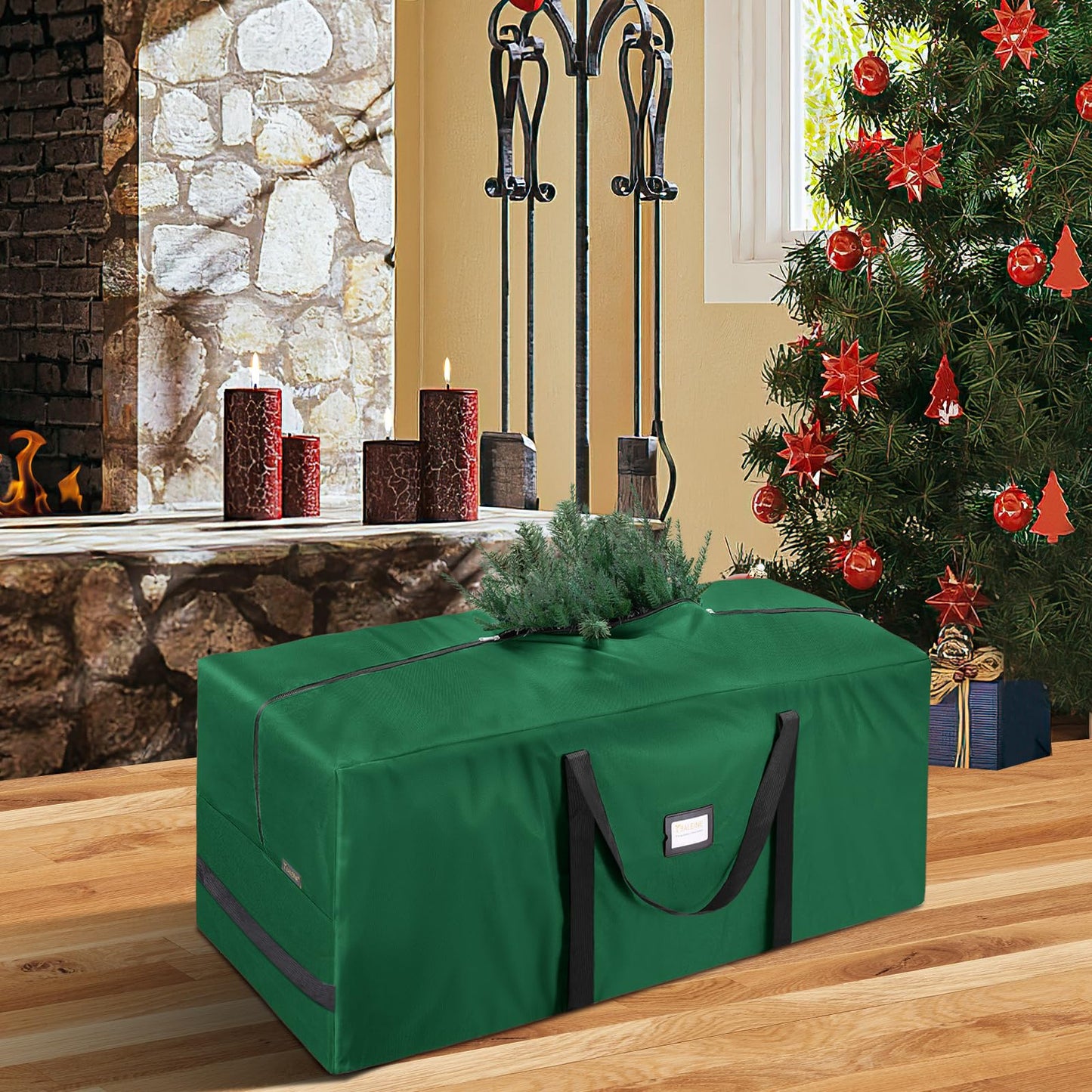 BALEINE 7.5 ft Christmas Tree Storage Bag, Heavy Duty 900D Oxford Fabric with Reinforced Handles and Dual Zippers Wide Opening, Extra Large Storage Container (Green)