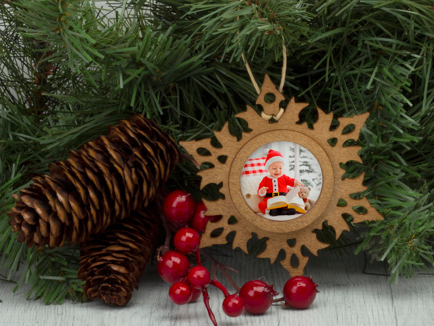 FINE PHOTO GIFTS Wood Snowflake 1.5" Photo Ornament - Pack of 50