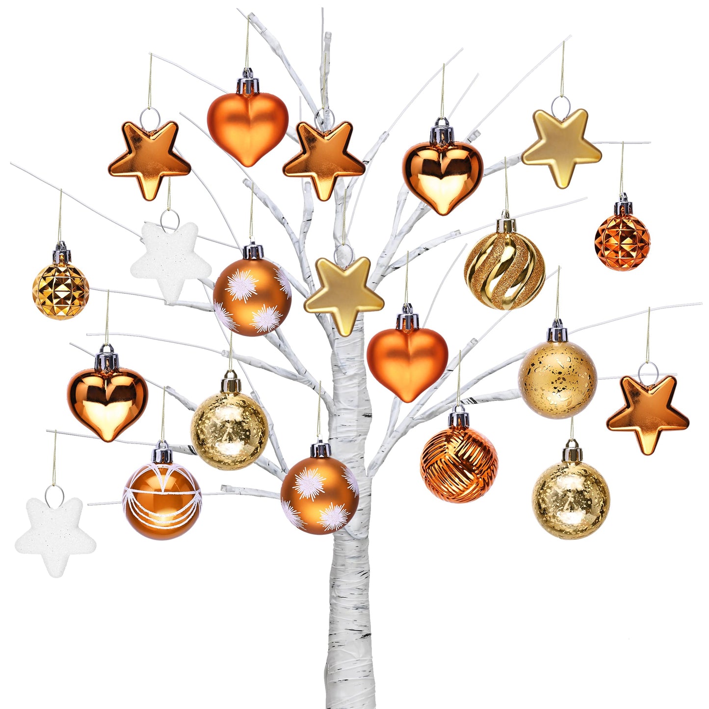 Valery Madelyn 28Pcs Fall Heart Shaped Ornaments Gift Pack, Thanksgiving Autumn Craft Painted Tree Heart Decorations, Orange Christmas Baubles Hanging Harvest Halloween Holiday Decor