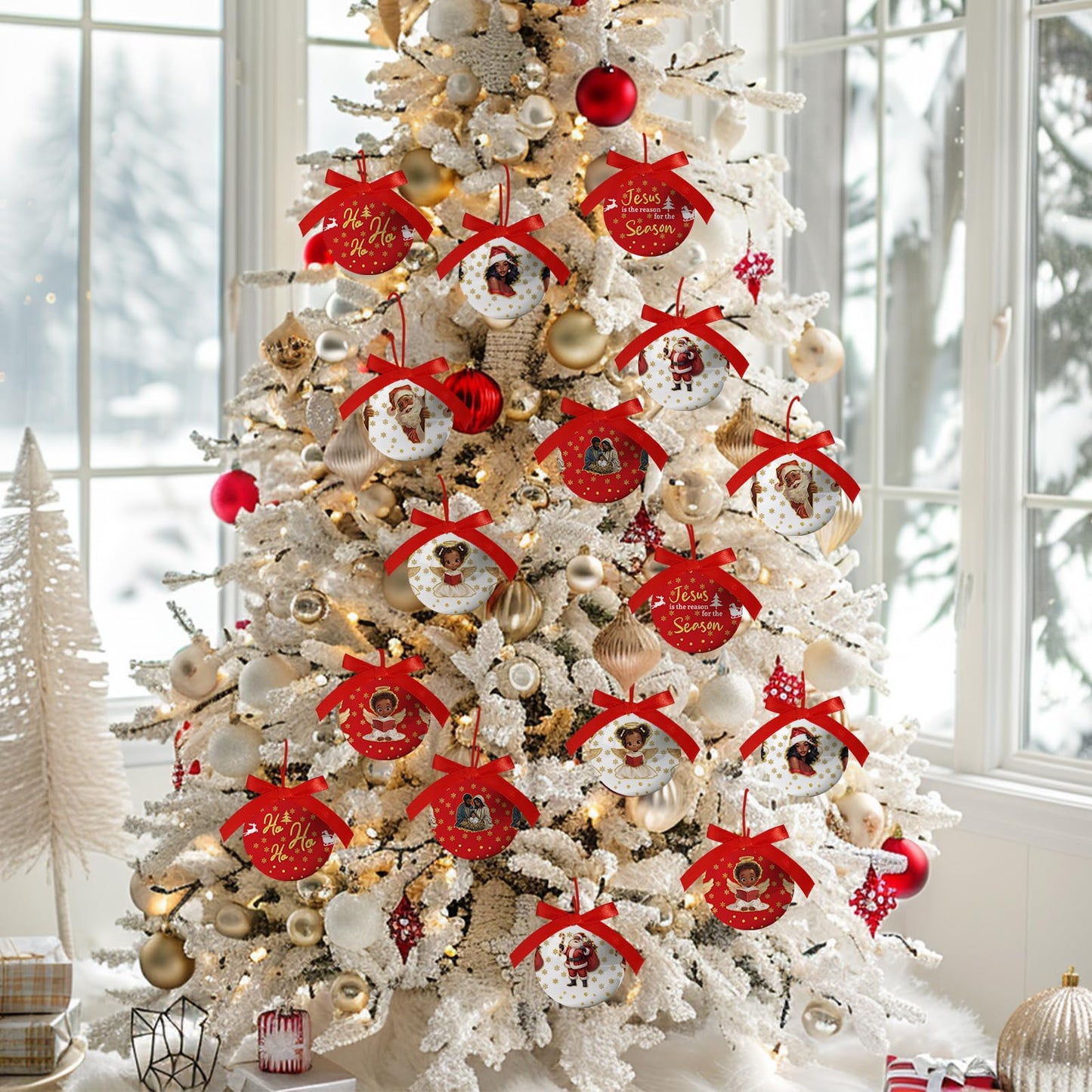 Black Santa Christmas Decorations - Black Santa Ornaments Hanging Balls African American Christmas Tree Decorations, Decoration Ball 2.36 Inch for Xmas Tree Party Home Holiday,Xmas Gifts Set of 16Pcs