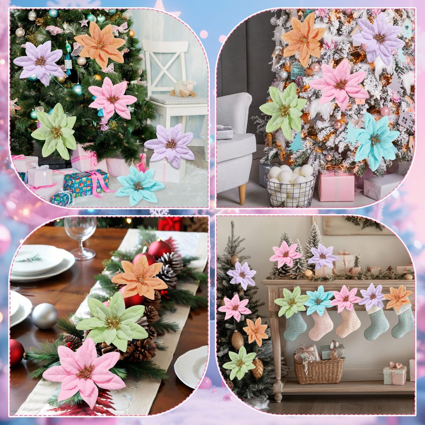 Thiccywoov 15 Pcs Spring Pastel Flowers Ornaments for Tree Spring Summer Artificial Flowers Decoration for Home Crafts Birthday Wedding Baby Shower Themed Summer Holiday Party Decoration