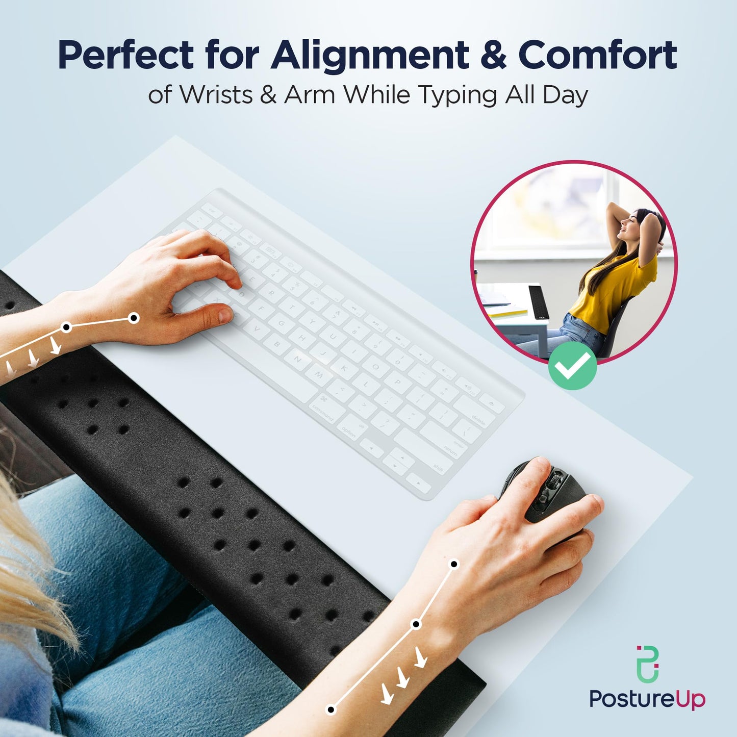 EdgeRest Mini PostureUp L-Shaped Desk Long Wrist Rest Elbow, Forearm & Wrist Comfort Support for Table or Desk Edge, Non-Slip, Memory Foam Padding, Ergonomic Design for Work, Universal Fit, Black