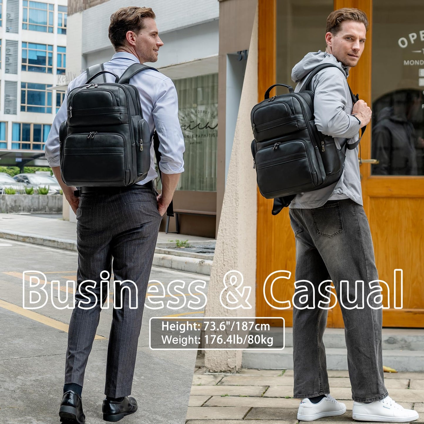 TIDING Genuine Leather Backpack for Men 15.6" Laptop Computer Bag Travel Camping Rucksack Daypacks