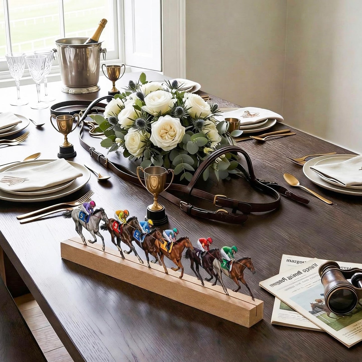 Yaocom Derby Party Decorations Metal Horse Racing Tabletop Sign Derby Birthday Decorations Horse Racing Table Centerpieces for Tiered Tray Office Home Shelf Mantel Indoor