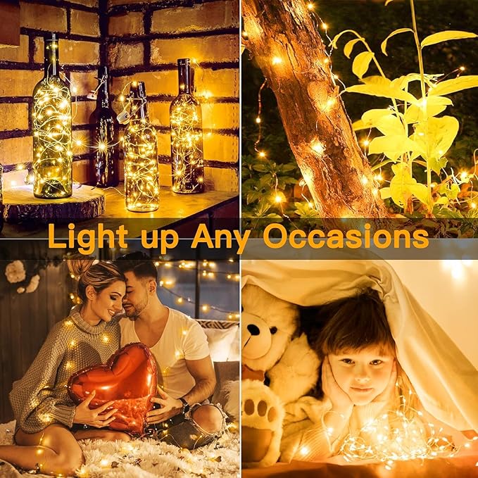 12 Pack Fairy Lights Battery Operated 7ft 20 LED Mini String Lights Twinkle Lights Silver Wire Firefly Starry Lights for Mason Jars Wedding Party Christmas Centerpiece Decor, Warm White & Cool Whtie