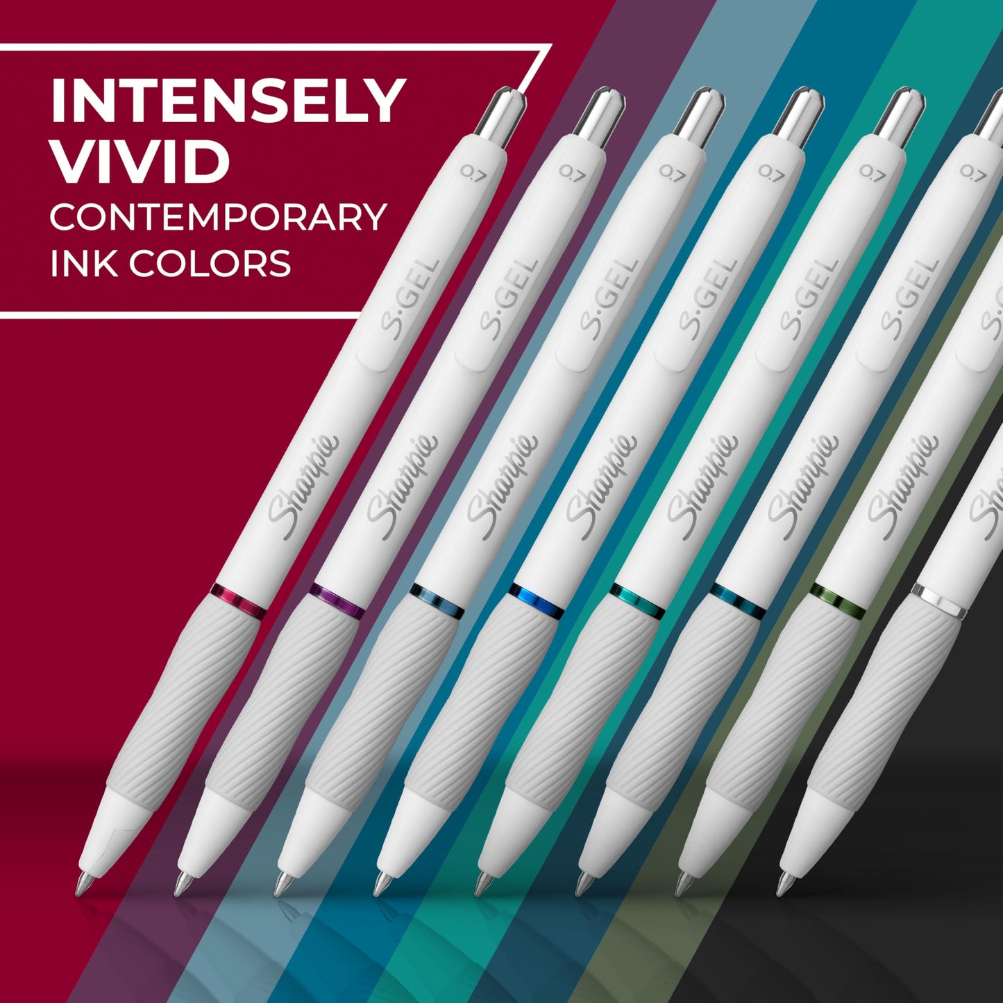 Sharpie S-Gel Pens, Fashion Barrel White Pearl, Medium Point (0.7mm), Bold Ink Colors, 8 Count