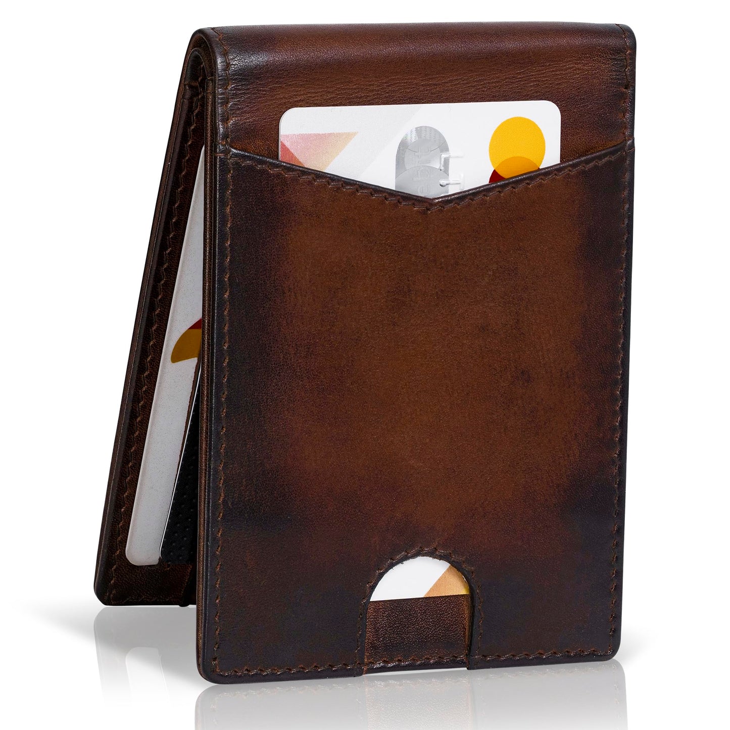 BULL GUARD Bifold Leather Wallet Slim No Air Tag