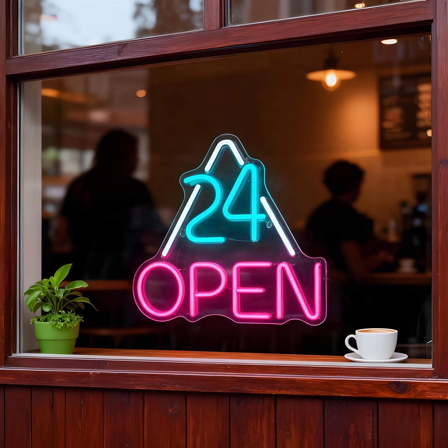 24 Open Neon Sign for Business - Dimmable USB Powered 24 Hour Open Sign for Cafe Bar Restaurant Retail Store Bakery Small Business Wall Table Neon Light Decor 15.7 x 13.8 In