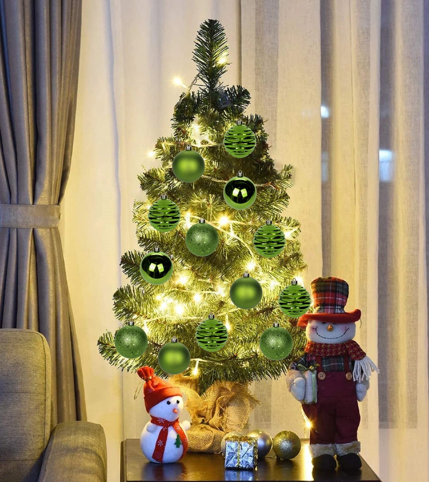 3.15" Green Christmas Ball Ornaments 12Pcs Shatterproof Christmas Tree Decorations Xmas Tree Medium Christmas Ornaments Balls with Hanging Loop for Wedding Holiday Party Wreath Home Decor