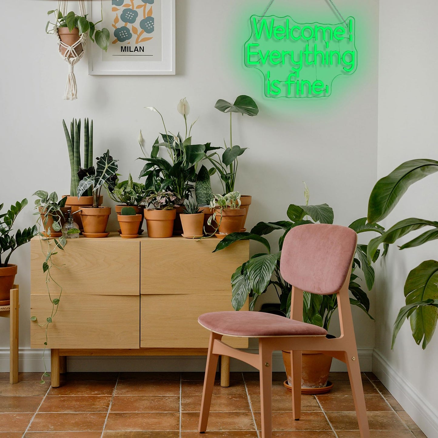 ineonlife Welcome Everything is Fine Neon Sign Light Up for Wall Decor Led Signs for Home Small Acrylic Art Decor for Office Room Bedroom Bar Cafe Friend Gifts Decorations