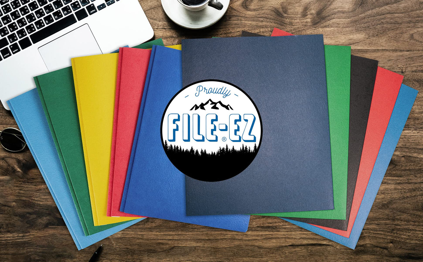 FILE-EZ Two-Pocket Folders, Dark Blue, 125-Pack, Textured Paper, Letter Size (EZ-32423)