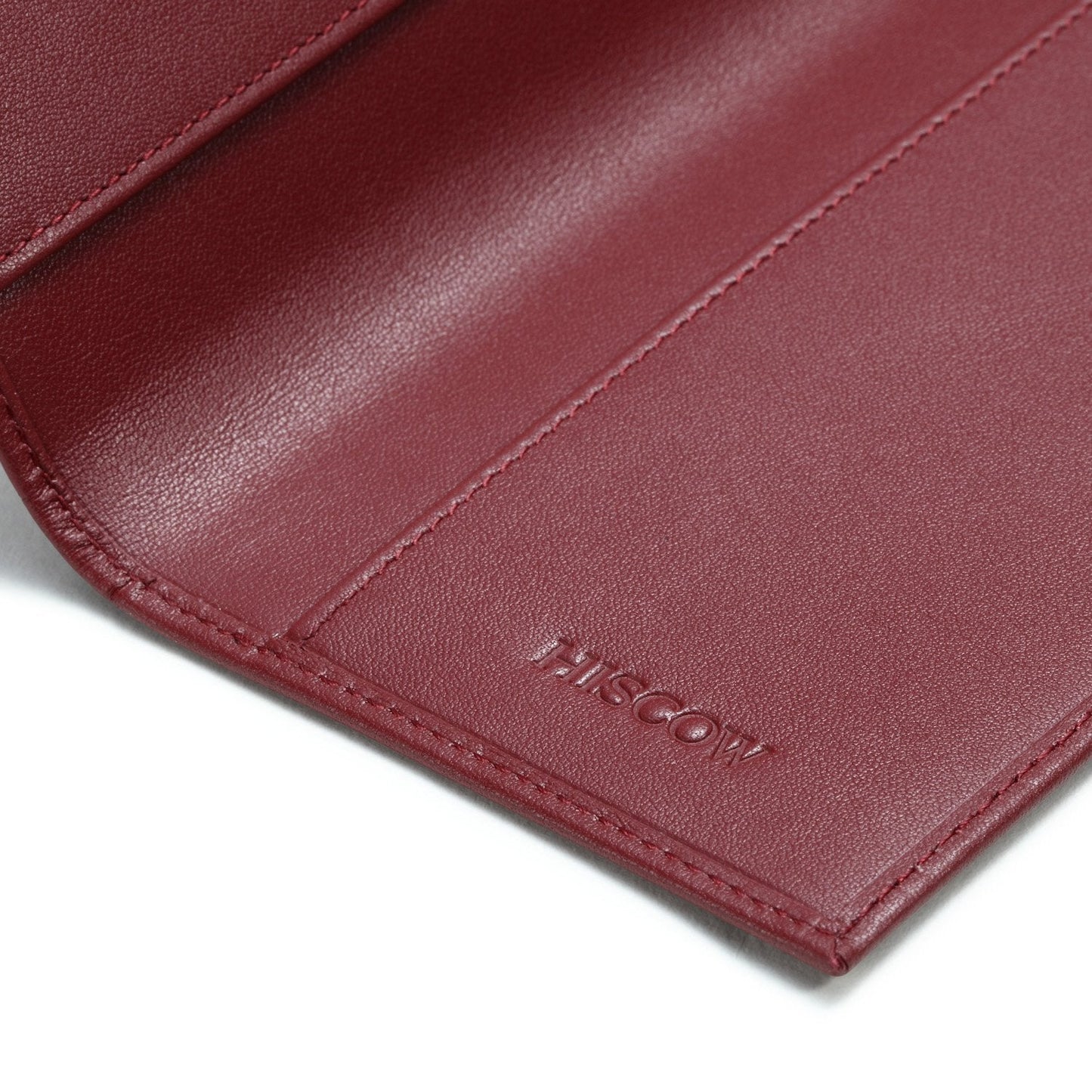 HISCOW Leather Checkbook Cover for Women & Men - Italian Calfskin (Wine Red)