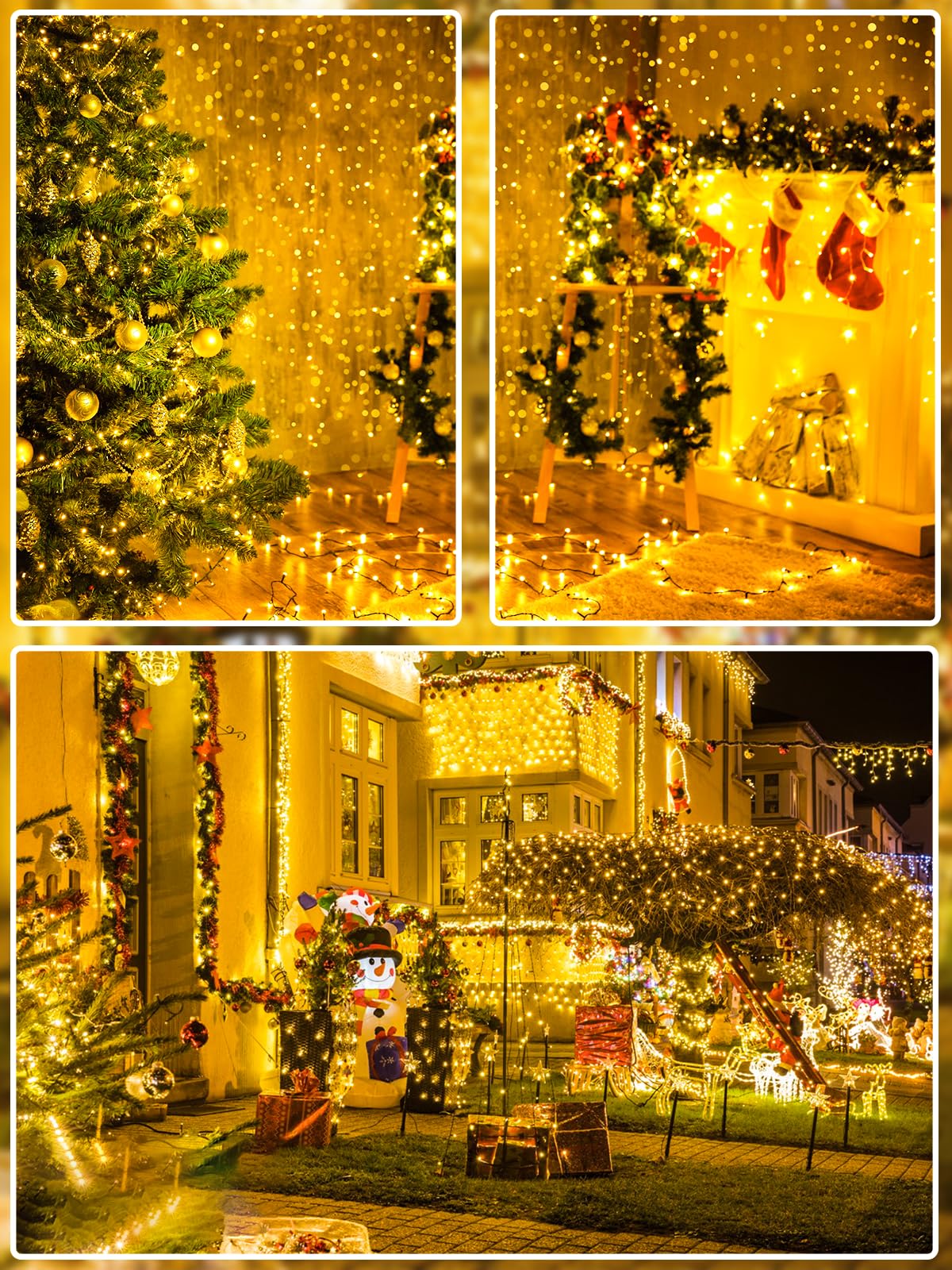99FT 300 LED Christmas Decoration Lights Outdoor/Indoor, Memory Function & Timer & 8Modes, UL Certified, Green Wire Waterproof String Lights for Christmas Tree Holiday Party Garden Decor (Warm White)